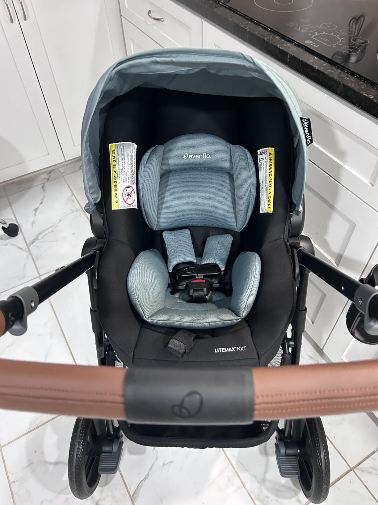 Evenflo Pivot NXT Travel System w/ Revolve180 LiteMax NXT Infant Car Seat, 6 Modes of Use, Rotating Rear-Facing Lightweight Preemie and Infant Car Seat 3-30 lbs, Driftwood Brown customer photo 1