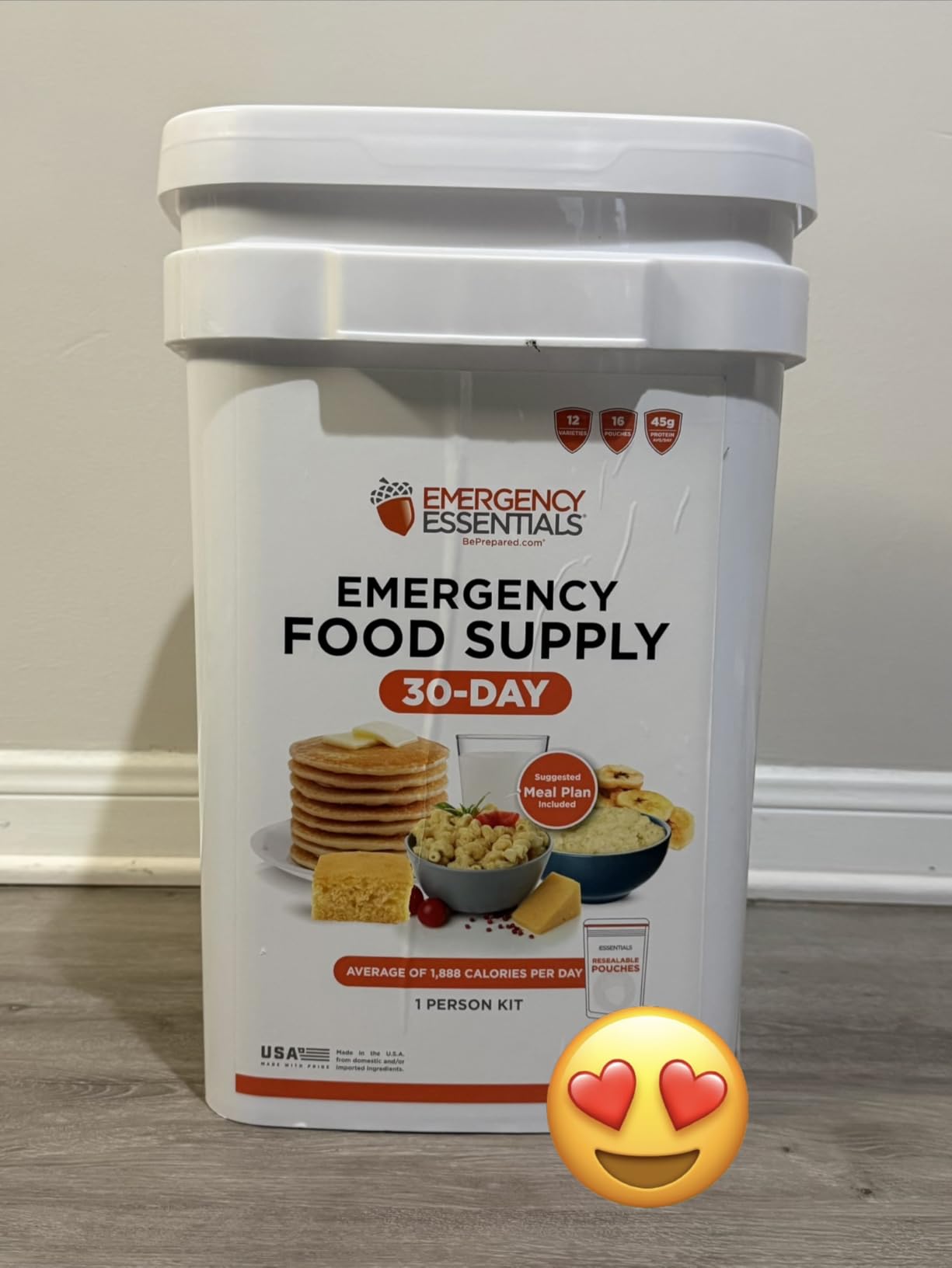 Emergency Essentials 1-Month Emergency Food Supply Bucket, 257 Servings, 56,650 Calories | Long-Term Survival Food Kit for Disaster Preparedness, Camping, and Power Outages customer photo 1