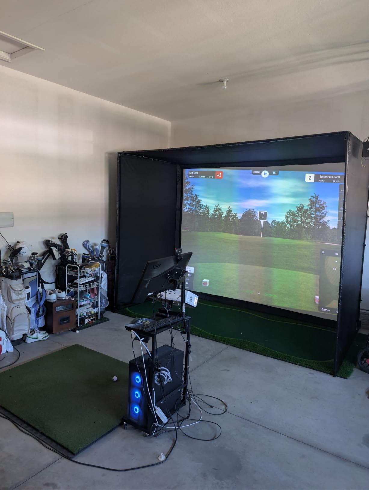 Golf Simulator Enclosure for Home 10x8 ft Cage with HD Impact Sim Screen Two Shank Nets and Corner Foam Padding for Practice at Indoor Garage customer photo 1