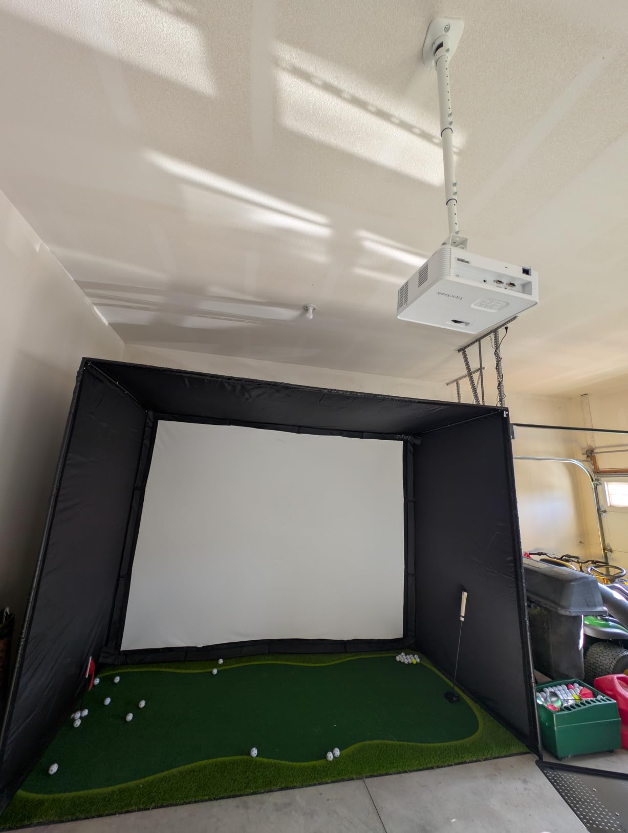 Golf Simulator Enclosure for Home 10x8 ft Cage with HD Impact Sim Screen Two Shank Nets and Corner Foam Padding for Practice at Indoor Garage customer photo 2