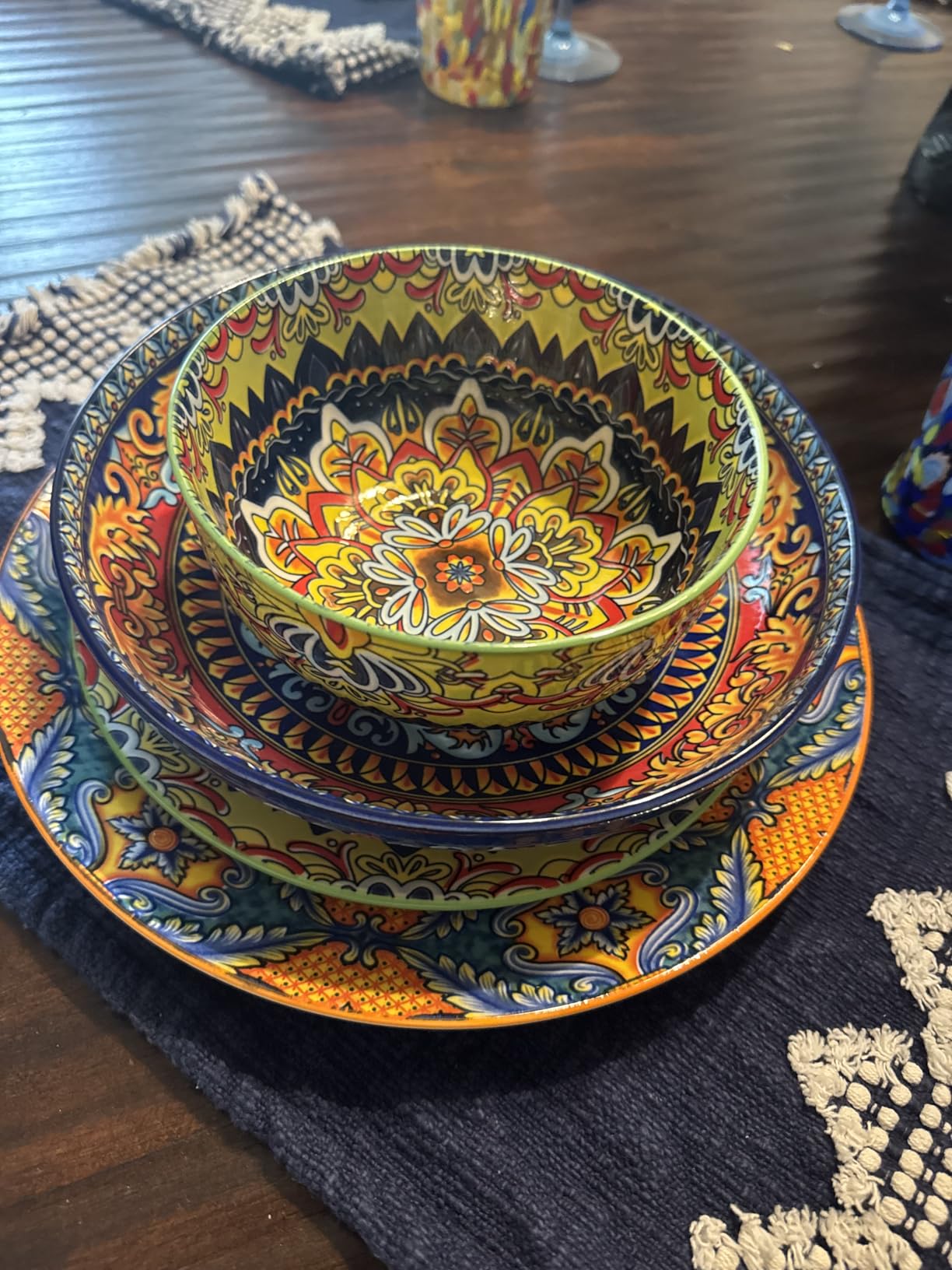 vancasso 24-Piece Dinnerware Sets, Plates & Bowls Sets Service for 6, Bohemian Porcelain Dishes Set for 6, Kitchen Dinner Set, Microwave & Dishwasher Safe, Scratch Resistant, Series KRVI customer photo 2