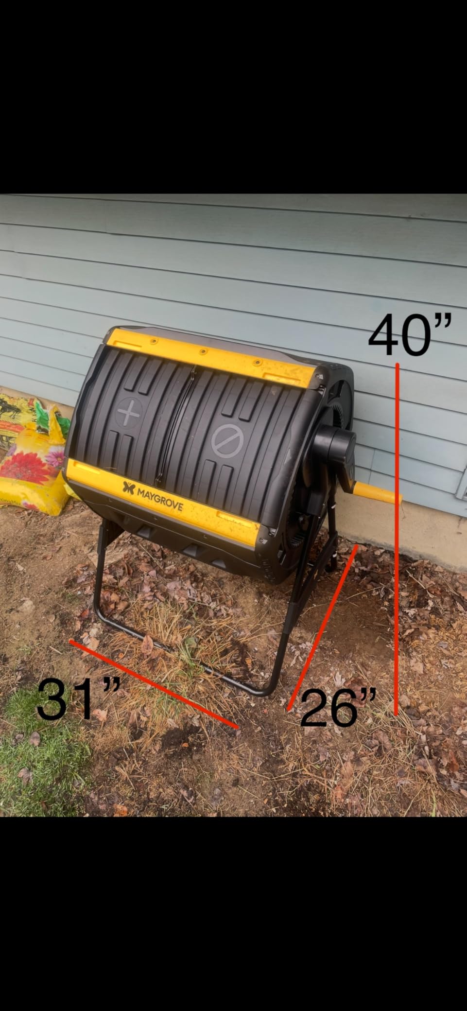 Outdoor Compost Bin 53 Gallon, Dual Chamber Large Compost Tumbler for Garden Backyard, with 360° Rotating, Sliding Doors & Solid Steel Frame customer photo 2