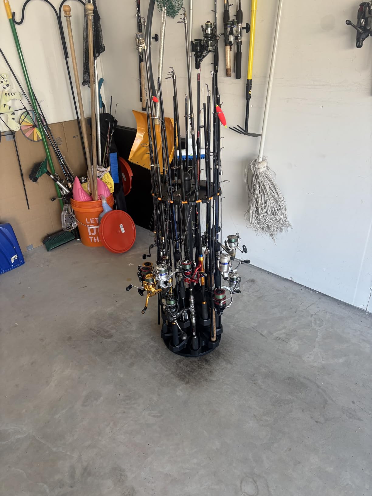 KastKing V16 Rotating Fishing Rod Holder for Garage, Floor Rack Holds Up to 16 Rods & Combos, Space-Saving Pole Organizer with Foam, Durable ABS, Fishing Gear Storage Gift for Men customer photo 1