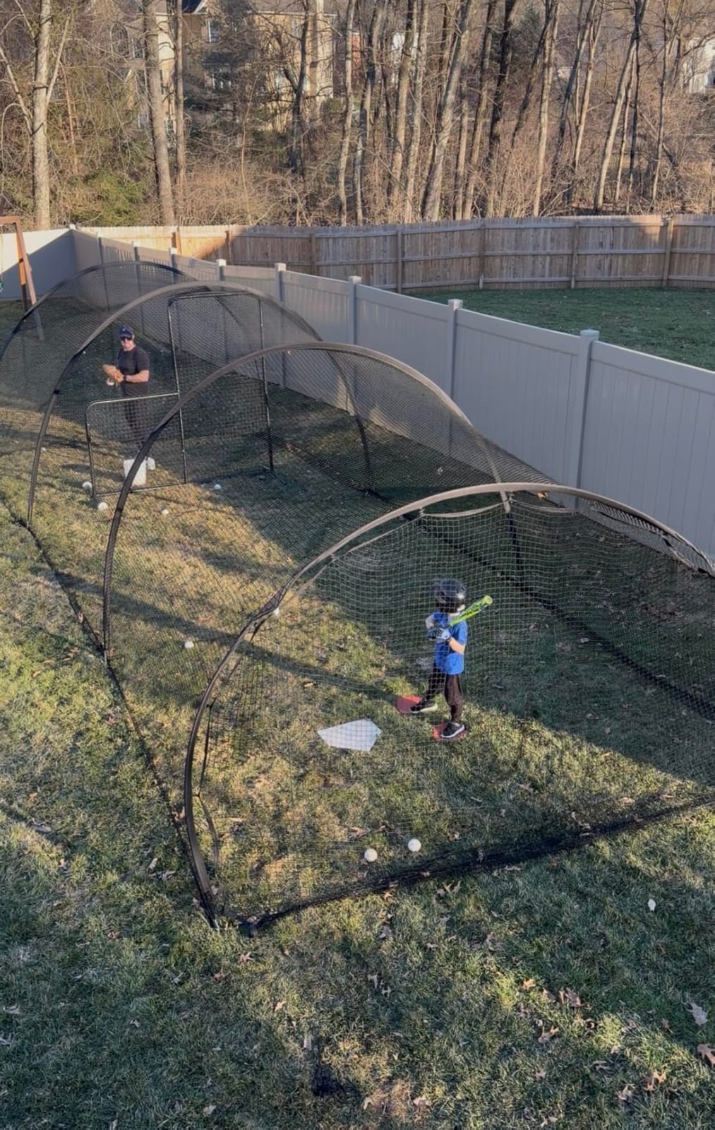 Baseball Batting Cage Net Batting Cages for Backyard Portable Pop Up Cage for Baseball and Softball with Pitching Machine Hole and Detachable Door (22ftx12ftx8ft) customer photo 1