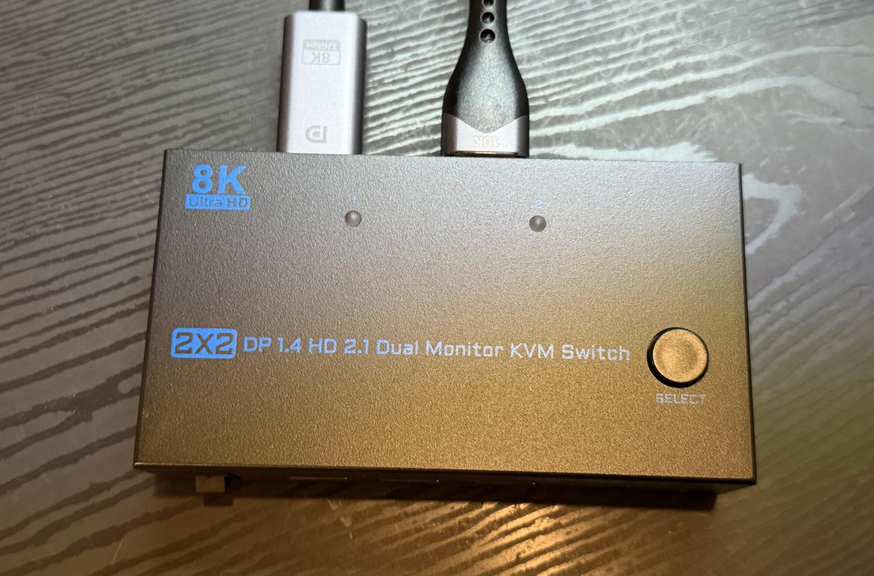 KVM Switch 2 Monitors 2 Computers 8K Displayport 1.4 and HDMI 2.1 Dual Monitor USB 3.0 2 IN 2 Out KVM Switch for 2 PCs Share 2 Screens Support Max 8K@60Hz/4K@144Hz, with Wired Remote & 12V Power Cable customer photo 1