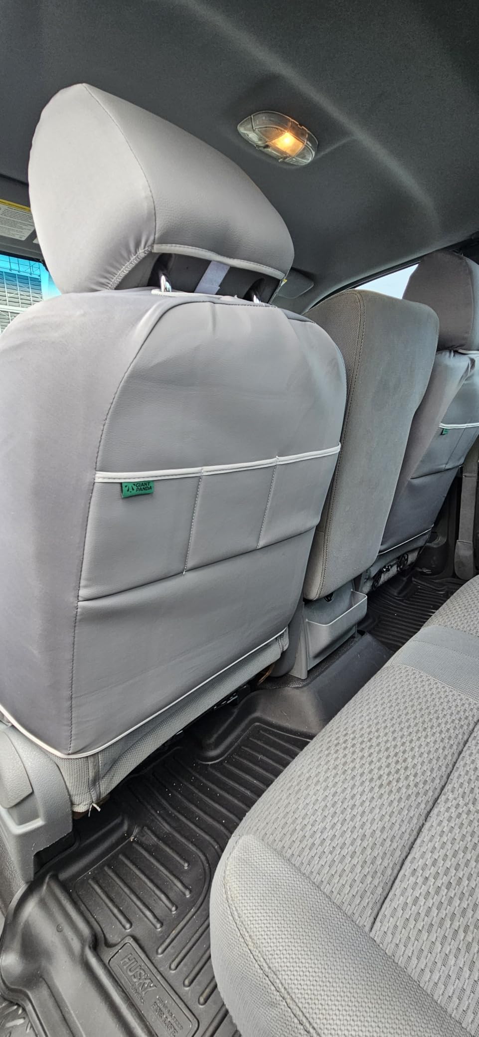 GIANT PANDA Front Car Seat Covers for 2009-2026 Ford F150, 2017-2026 F250 F350 Super Duty Crew Cab SuperCrew SuperCab Pickup Trucks, Faux Leather Bucket Seat Covers (Black) 2-Pack customer photo 1