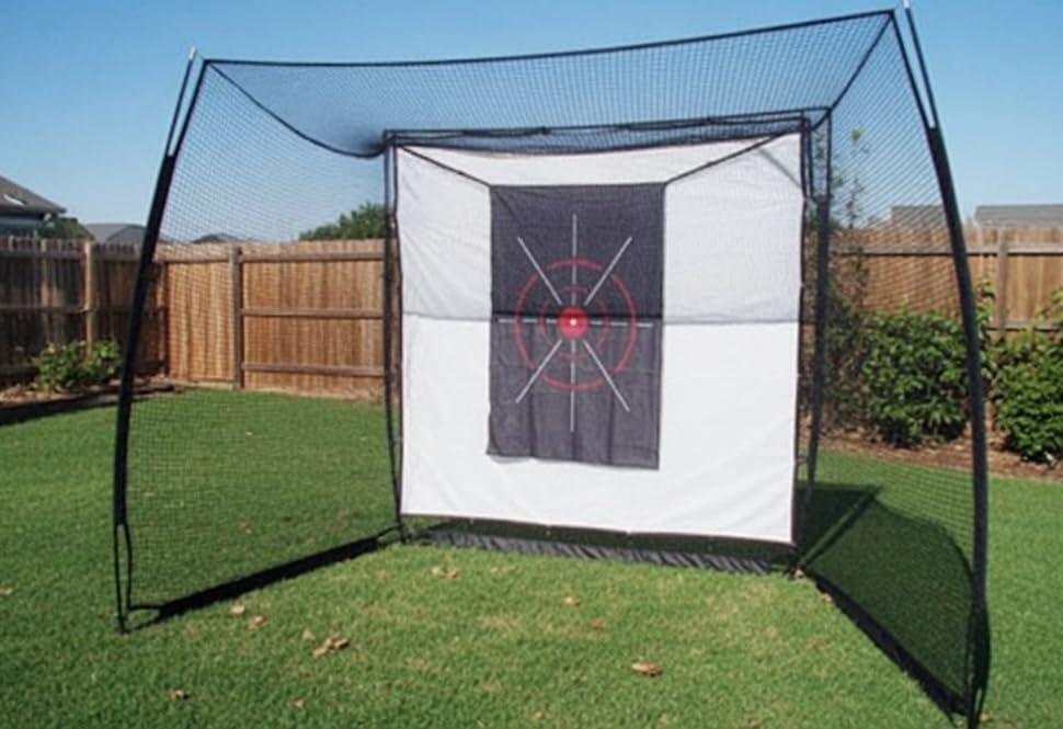 Golf Simulator Impact Screen Enclosure with Net & Target (Projector not Included) - Golf Practice Cage with 270° Protection, Easy Setup to Use for Indoor Outdoor Home Garage Basement customer photo 2