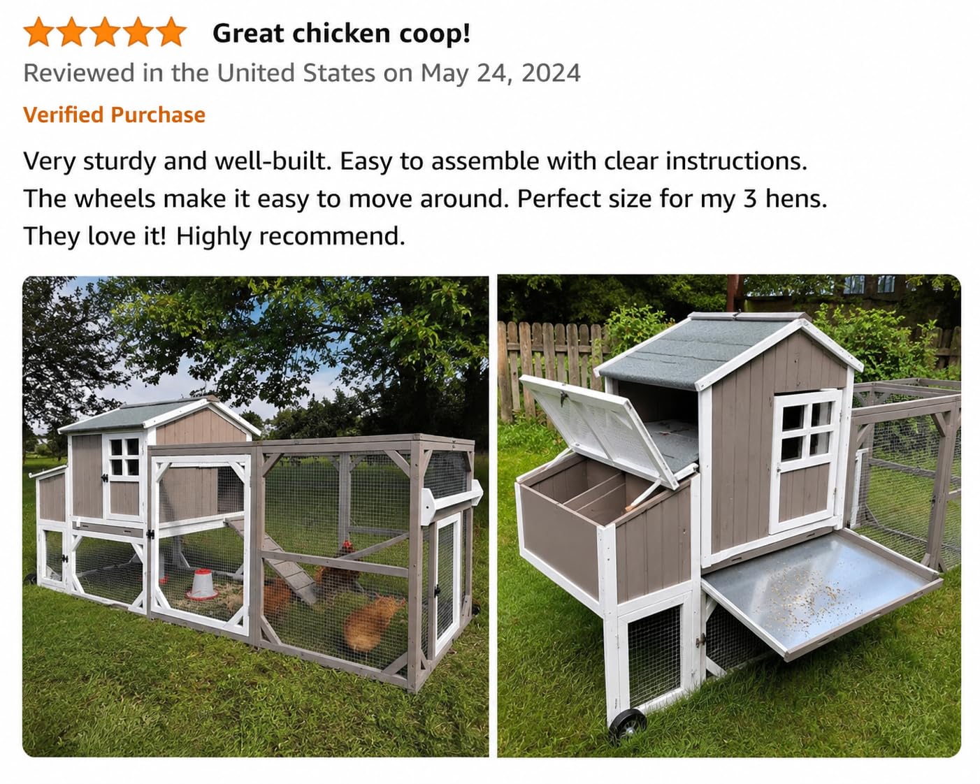 Large Chicken Coop for 4 - 6 Chickens with 6 Nesting Boxes, Wooden Outdoor Hen House with Pull-Out Tray, Backyard Chicken Coop with Weatherproof Openable Roof, 3 Perches, Expandable Run(61