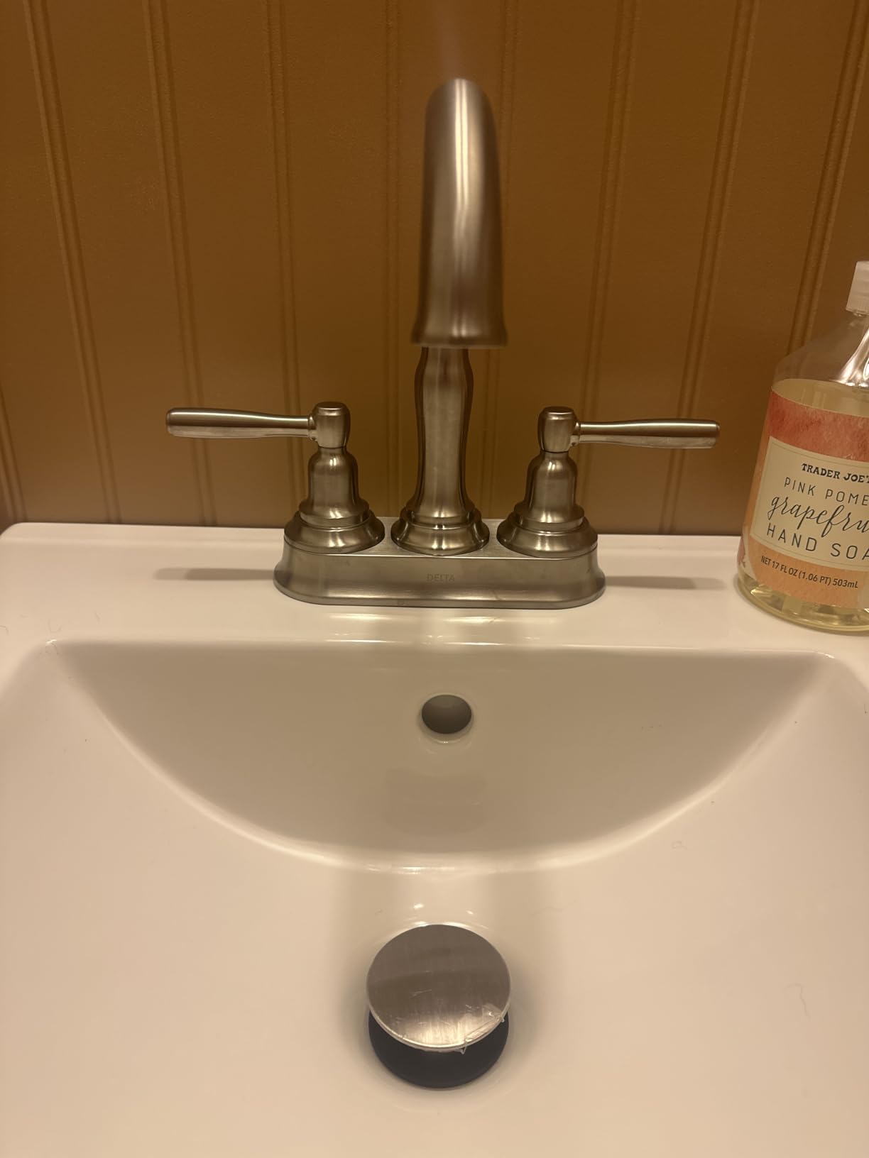 Delta Roe Centerset Brushed Nickel Bathroom Faucet, 4 Inch 3 Hole Bathroom Sink Faucet for Vanity, Push-Pop Drain Assembly, Stainless 25985LF-SS customer photo 2