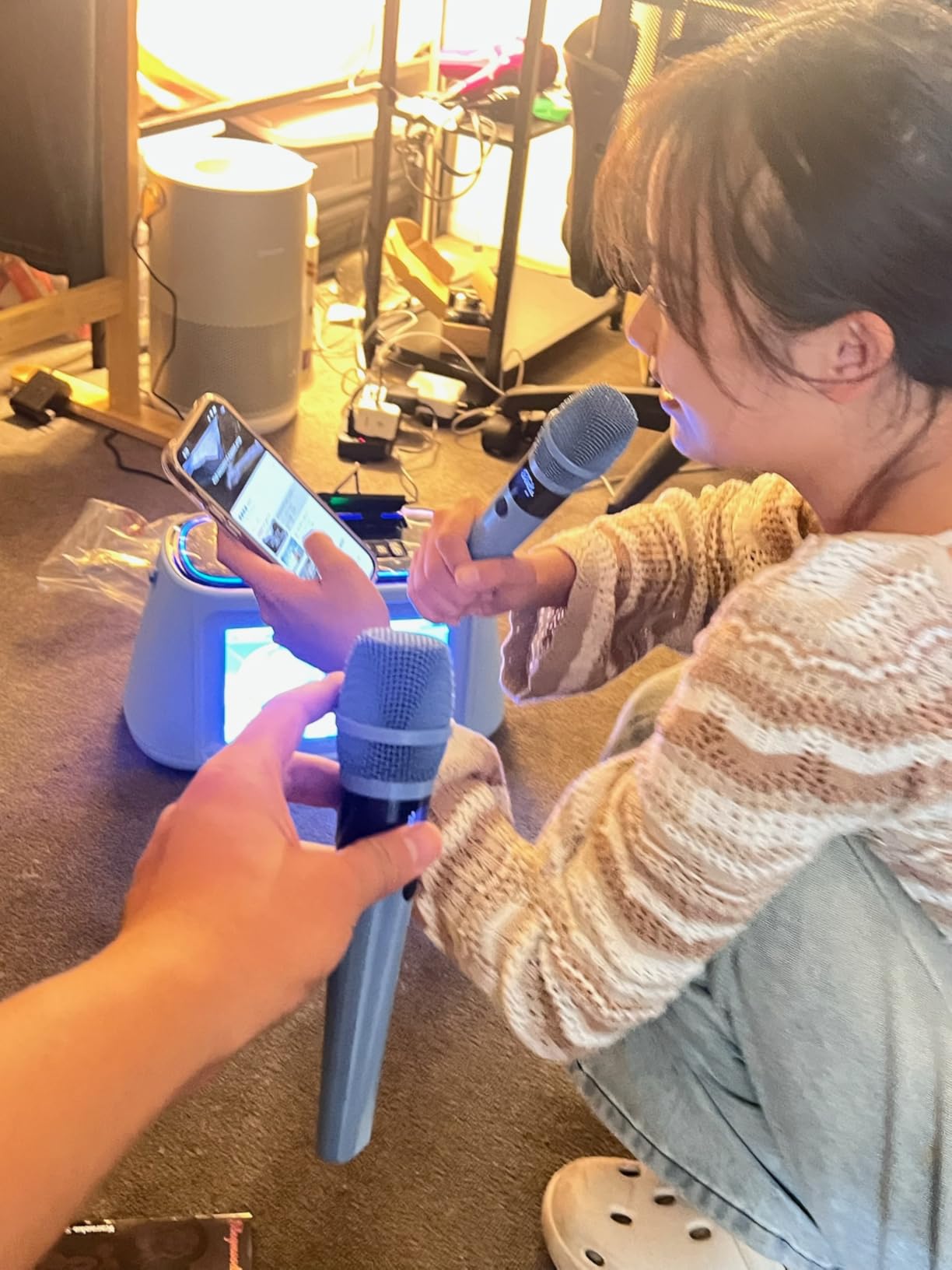 Karaoke Machine for Adults with Lyrics Display, Portable Built-in 22 Inches Tablet with 2 Wireless Microphones,1200W Peak Power Bluetooth Portable Karaoke System for Any Occasion (S-200) customer photo 1