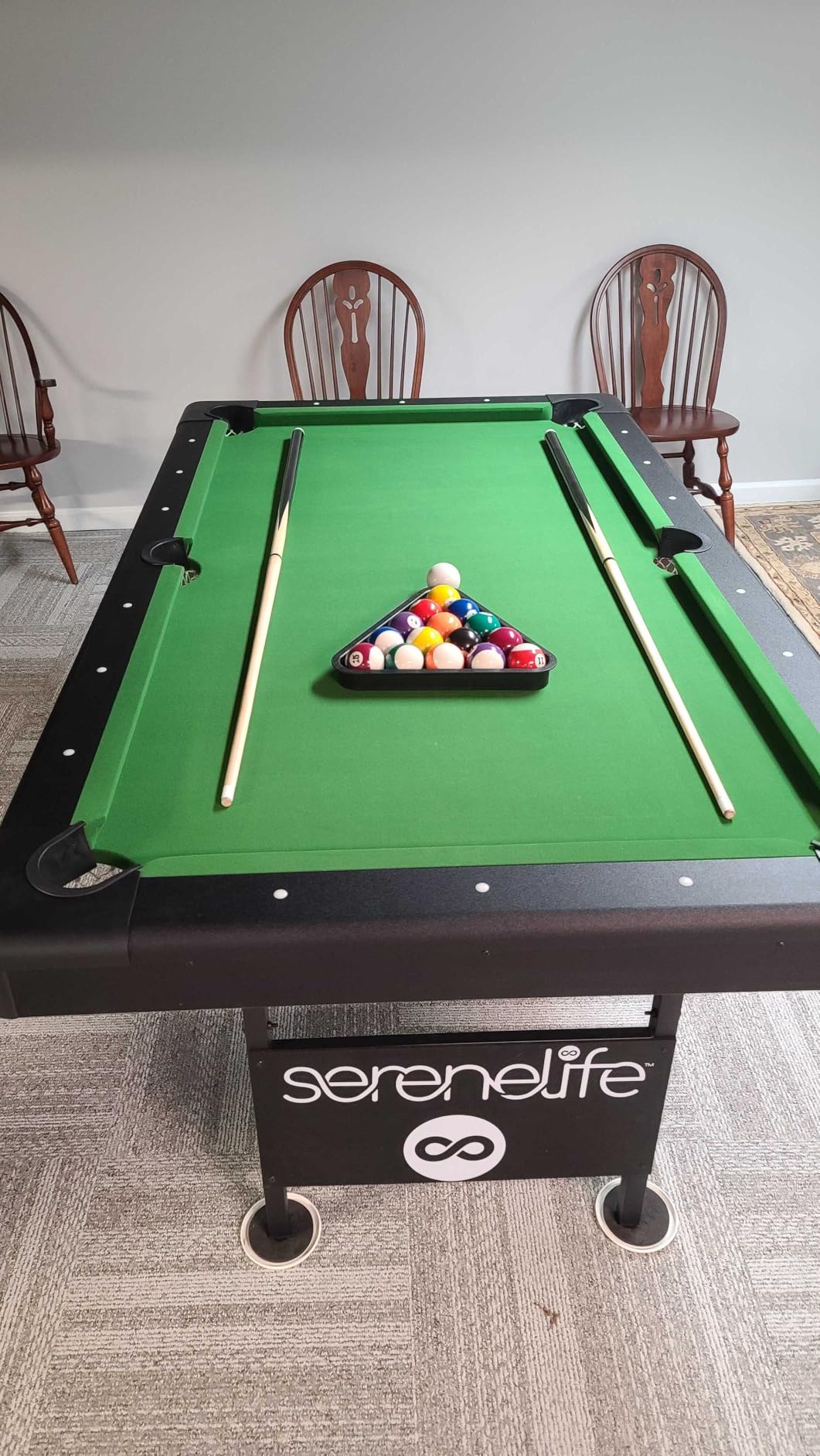 SereneLife 6-Ft Folding Pool Table - Best in Stability - Steel Frame, Fully Supported Slate, Welded Leg Supports with Safety Anti Collapse Locks, 128LB Heavy Duty Billiard Game and Accessory Set customer photo 2