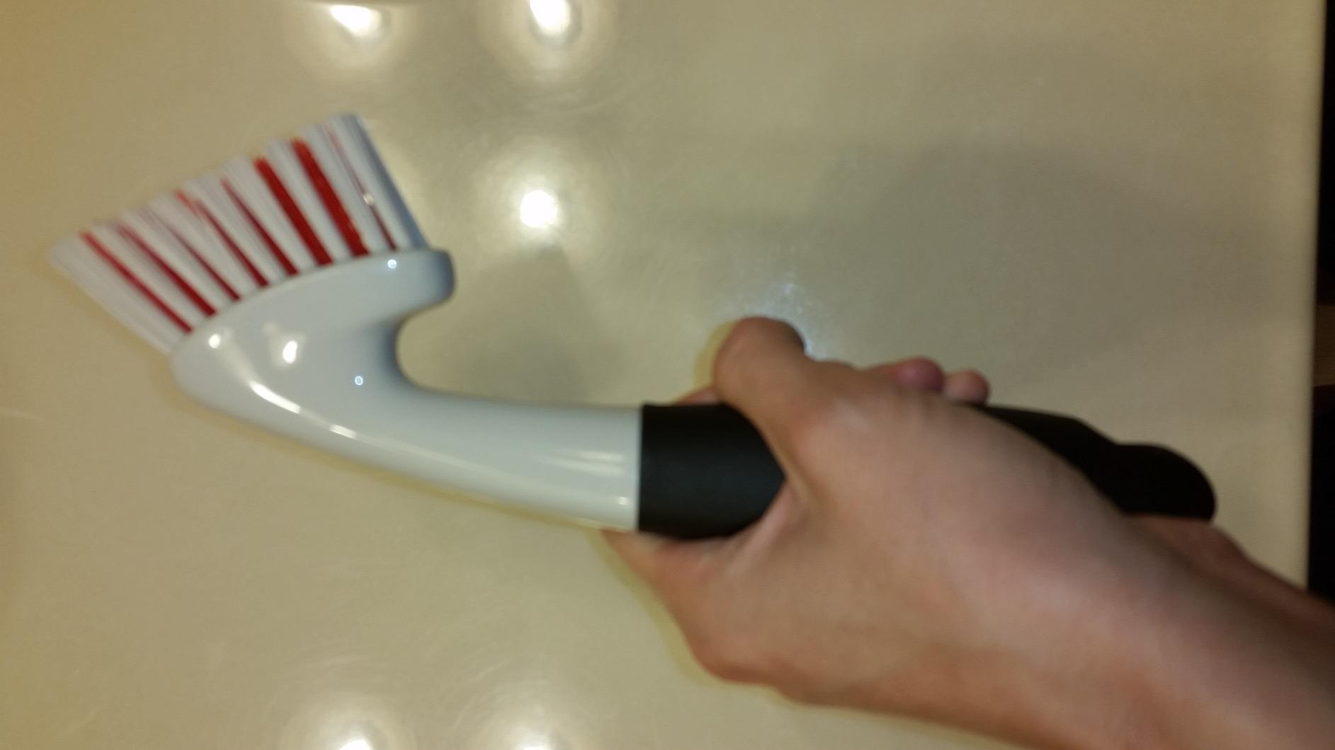 OXO Good Grips Grout Brush | Deep Cleaning, Stiff Nylon Bristles, Scrub Tile, Shower, Sink, Bathtub, Bathroom, Angled Head, Non-Slip Grip customer photo 1
