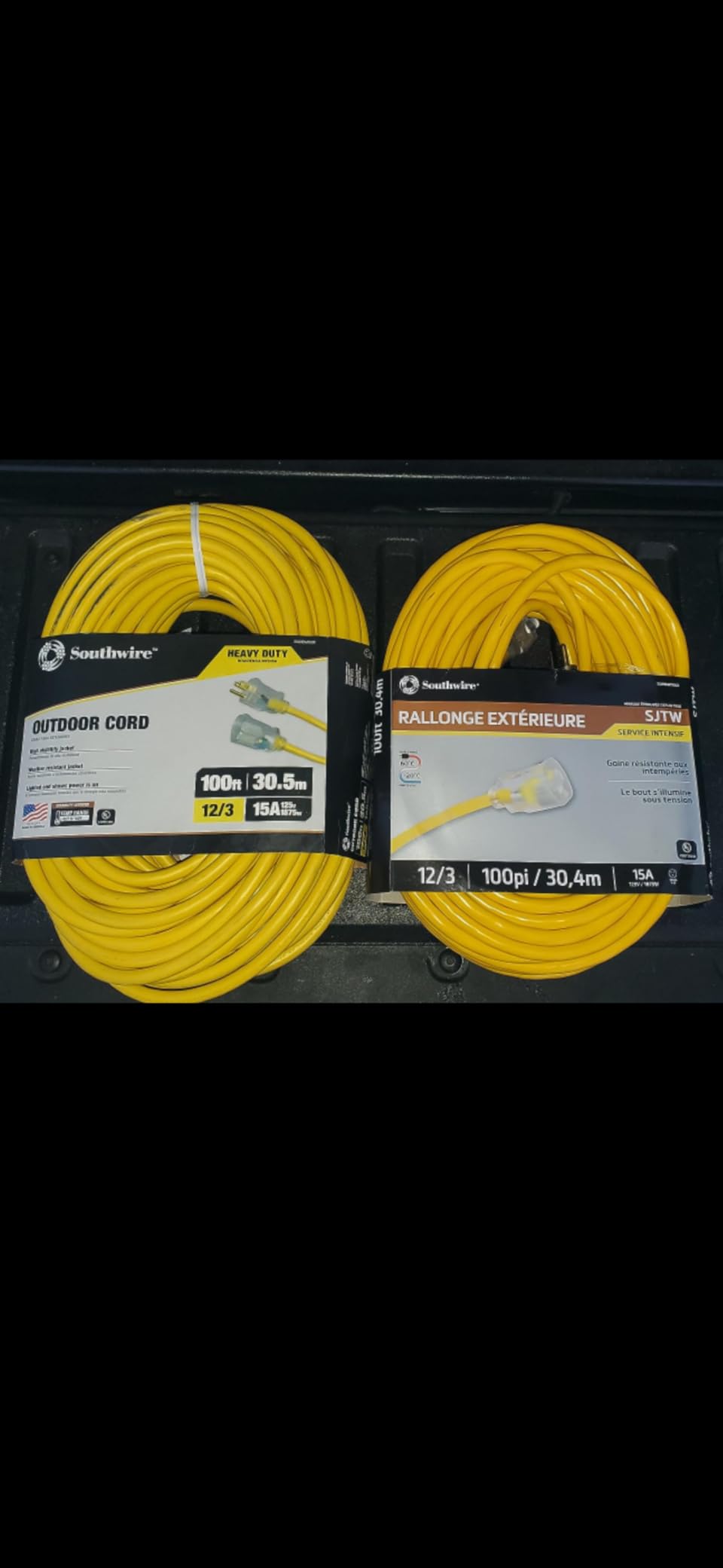 Southwire Outdoor Extension Cord – Durable Vinyl Jacket for For Farm, Ranch & Workshop - Lighted End With Reinforced Blades - SJTW, Yellow - 12 Gauge, 3 Prong - 50 Feet customer photo 2