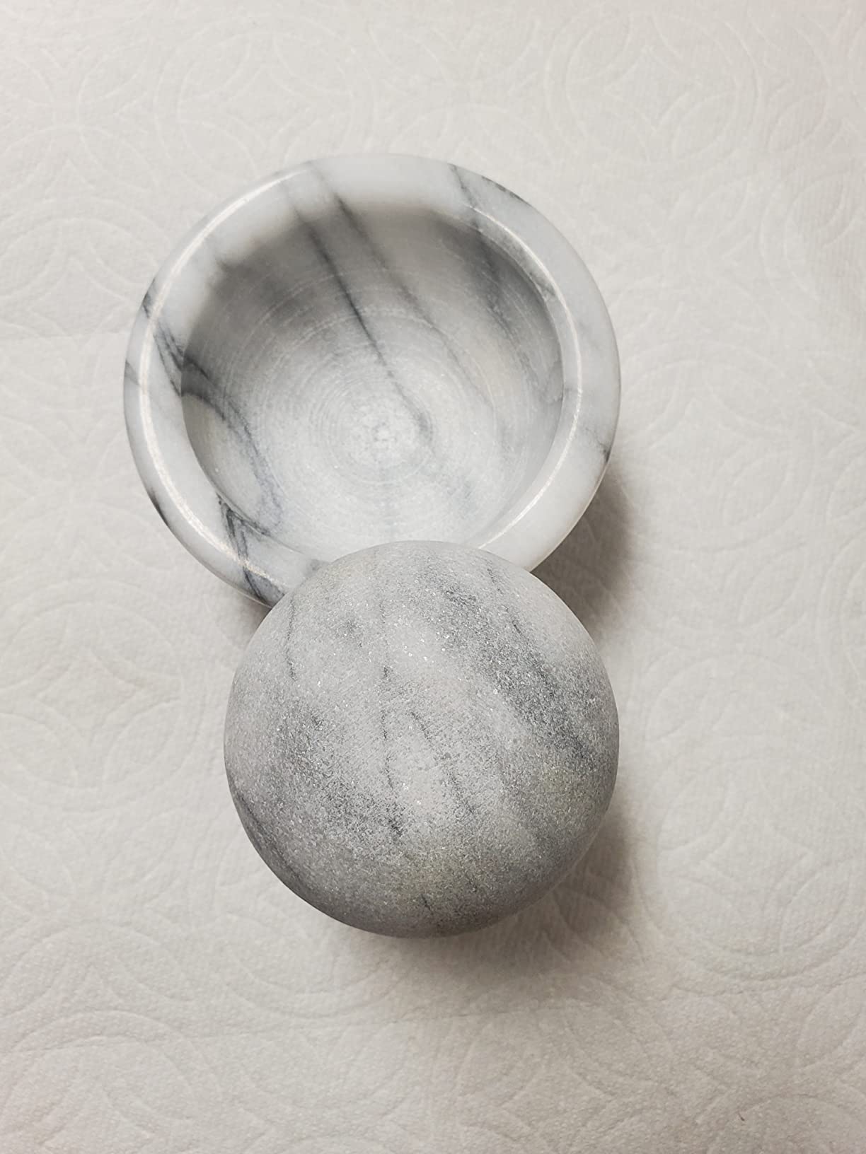 Fox Run Marble Mortar and Pestle Set, White, Small 4