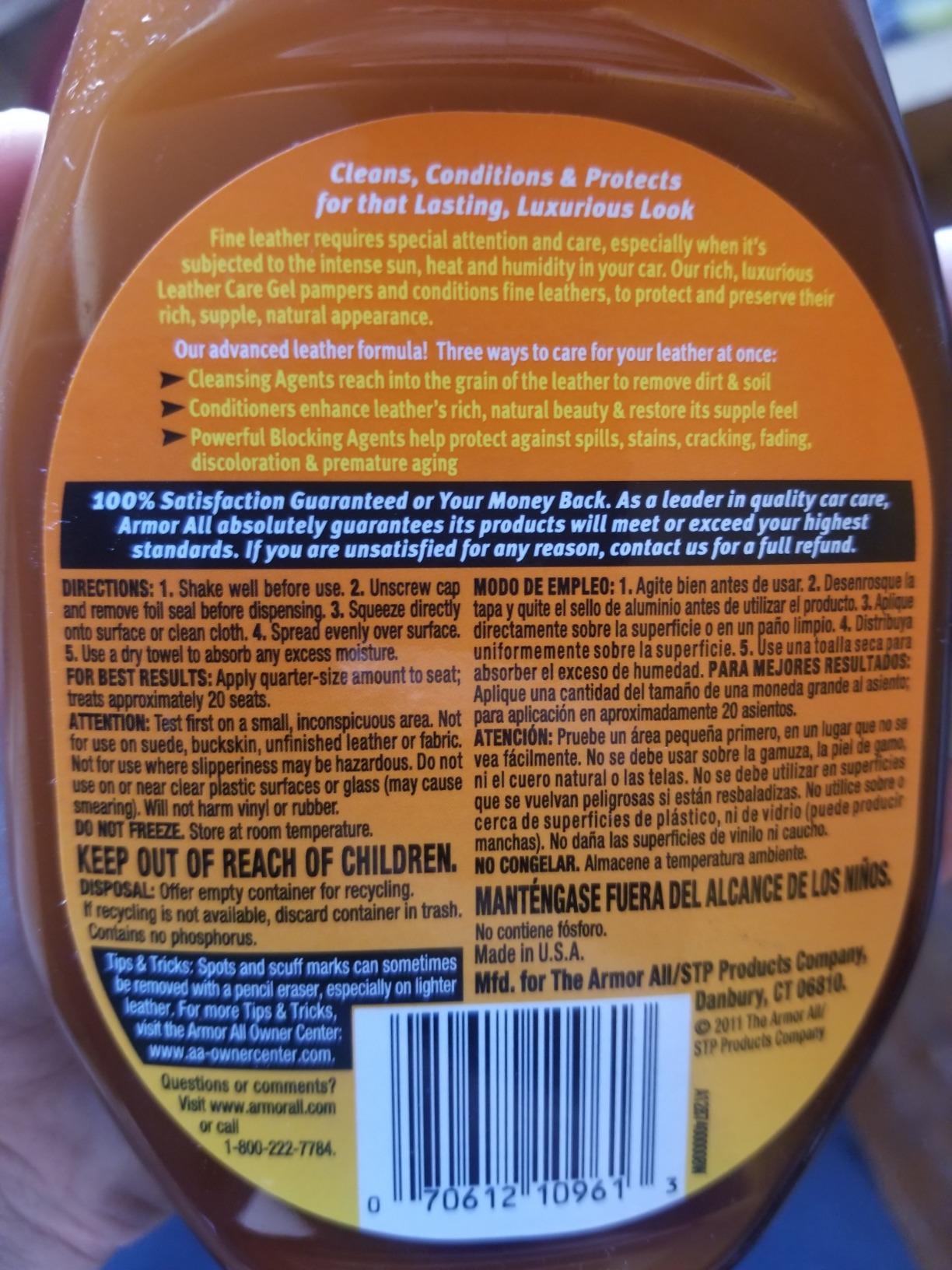 Armor All Car Leather Conditioner Gel, Interior Cleaner for Cars, Trucks and Motorcycles, 18 Fl Oz customer photo 1
