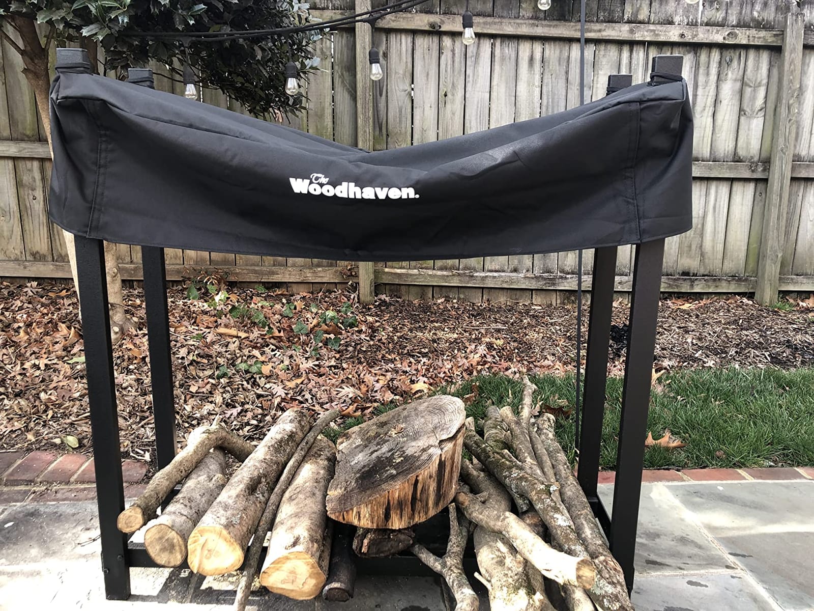 Woodhaven 4-Foot Raised Firewood Rack with Cover, 1/4 Cord | Made in USA customer photo 2