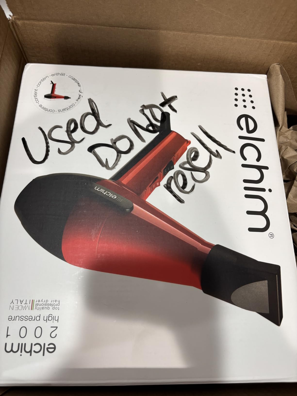 Elchim 2001 High Pressure Professional Hair Dryer, 1875W Blow Dryer, High-Pressure Airflow Technology, 2 Speeds & 5 Temperatures, Long-Life Motor 2000+ Hours, Made in Italy, Black customer photo 1