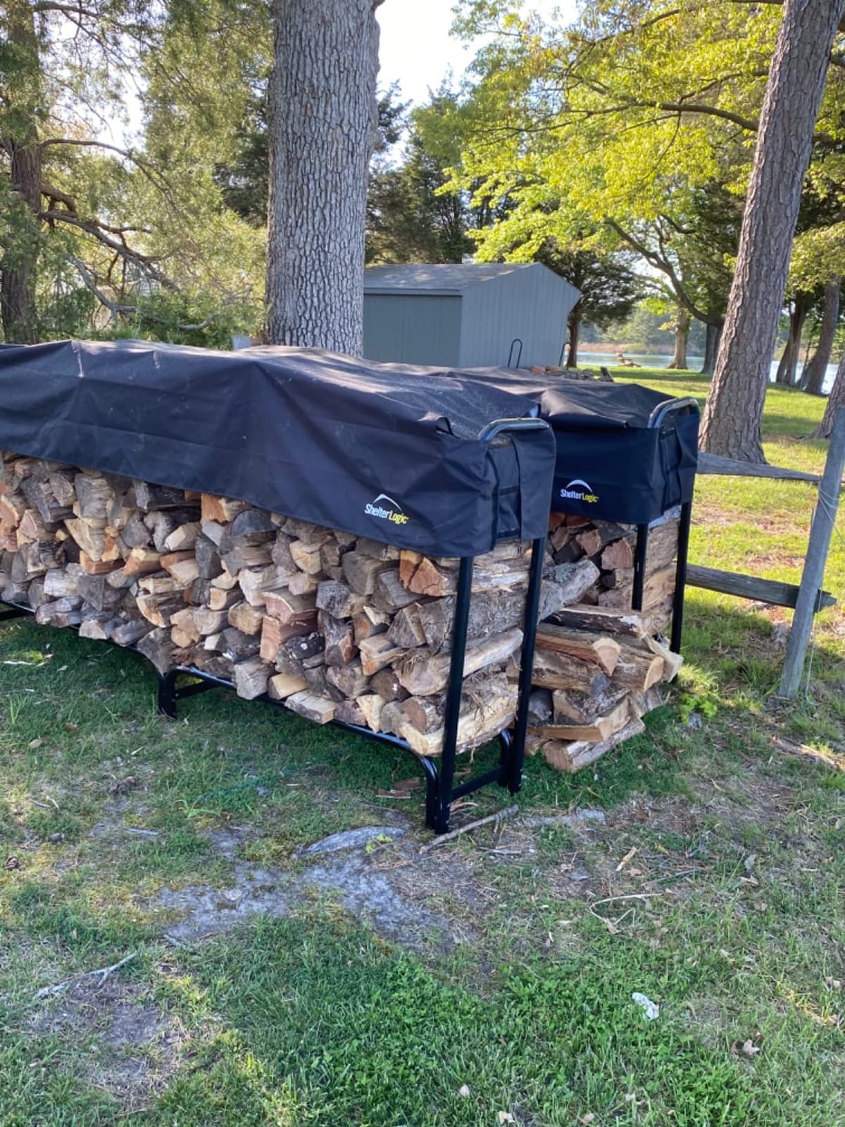ShelterLogic 12' Adjustable Heavy Duty Outdoor Firewood Rack with Steel Frame Construction and Water-Resistant Cover customer photo 1