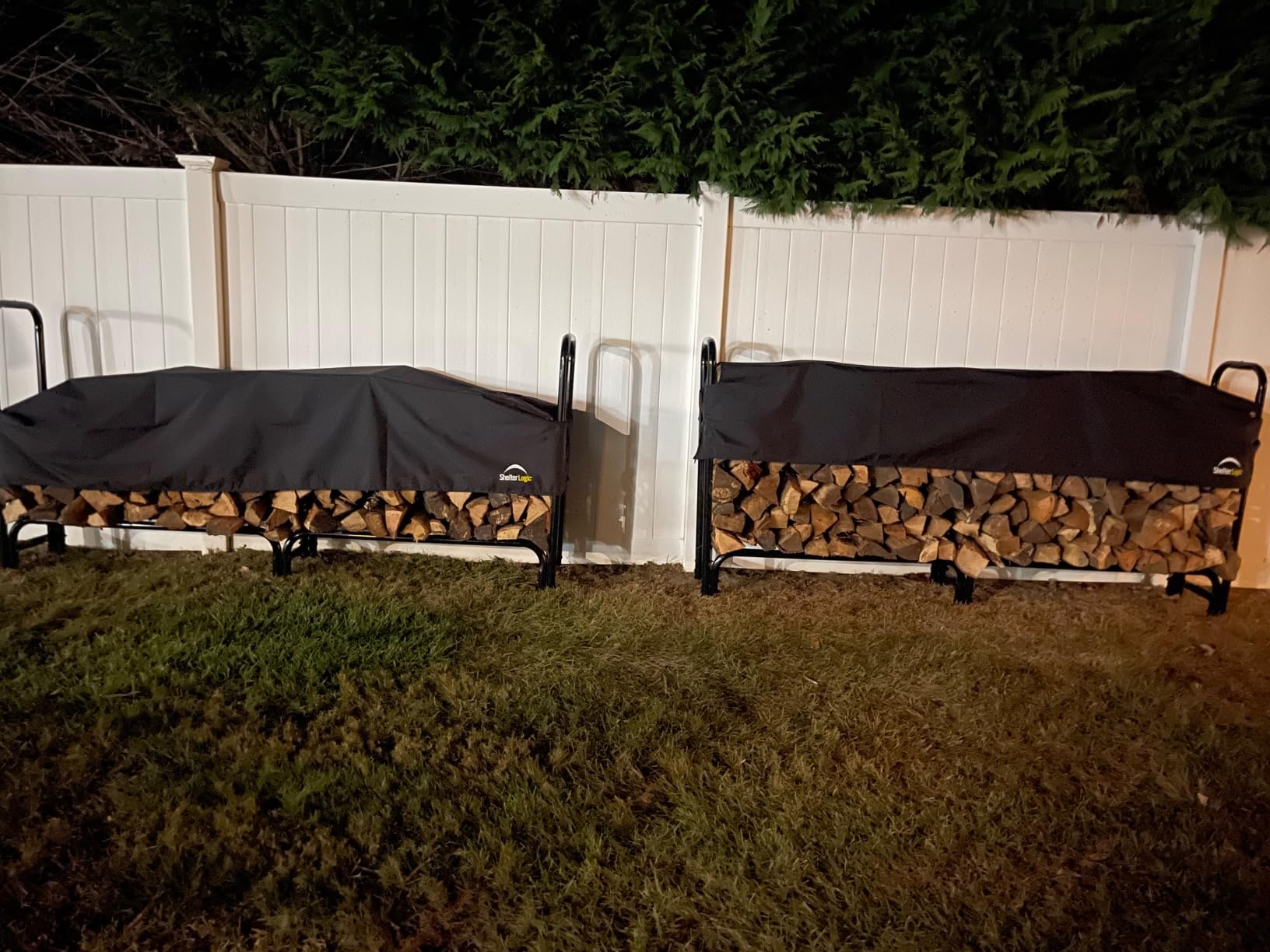 ShelterLogic 12' Adjustable Heavy Duty Outdoor Firewood Rack with Steel Frame Construction and Water-Resistant Cover customer photo 2