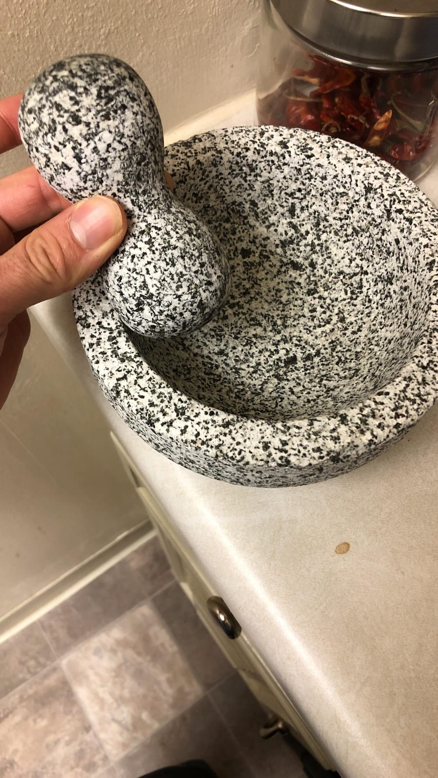 IMUSA USA Super Heavy Traditional Granite Molcajete Spice Grinder, 8-Inch, Gray, 8 customer photo 2