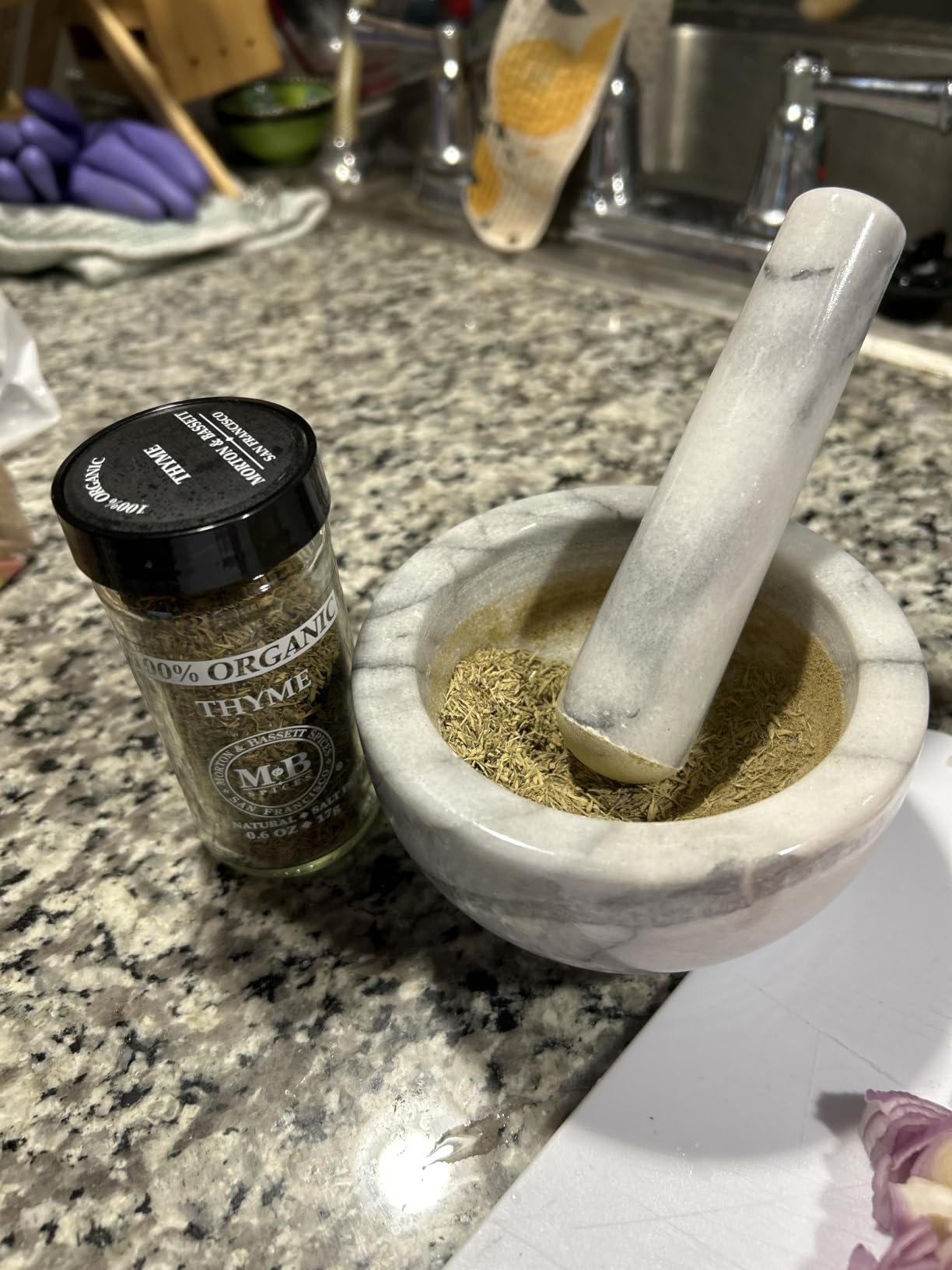 HIC Kitchen Mortar and Pestle Set, Solid Carrara Marble, 3.8-Inch, Spice Herb Grinder, Pill Crusher, Nut Butter Maker customer photo 1