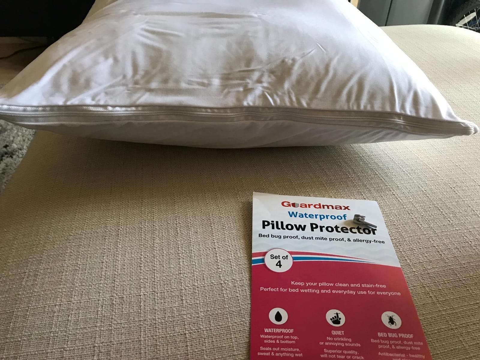 Guardmax Jersey Knitted Pillow Protector with Zipper Standard Size - 2 Pack -100% Waterproof, Bed Bug Proof, Dust Mite Proof, & Hypoallergenic Pillow Covers - Premium Zippered Pillow Cases. (20 X 26) customer photo 1