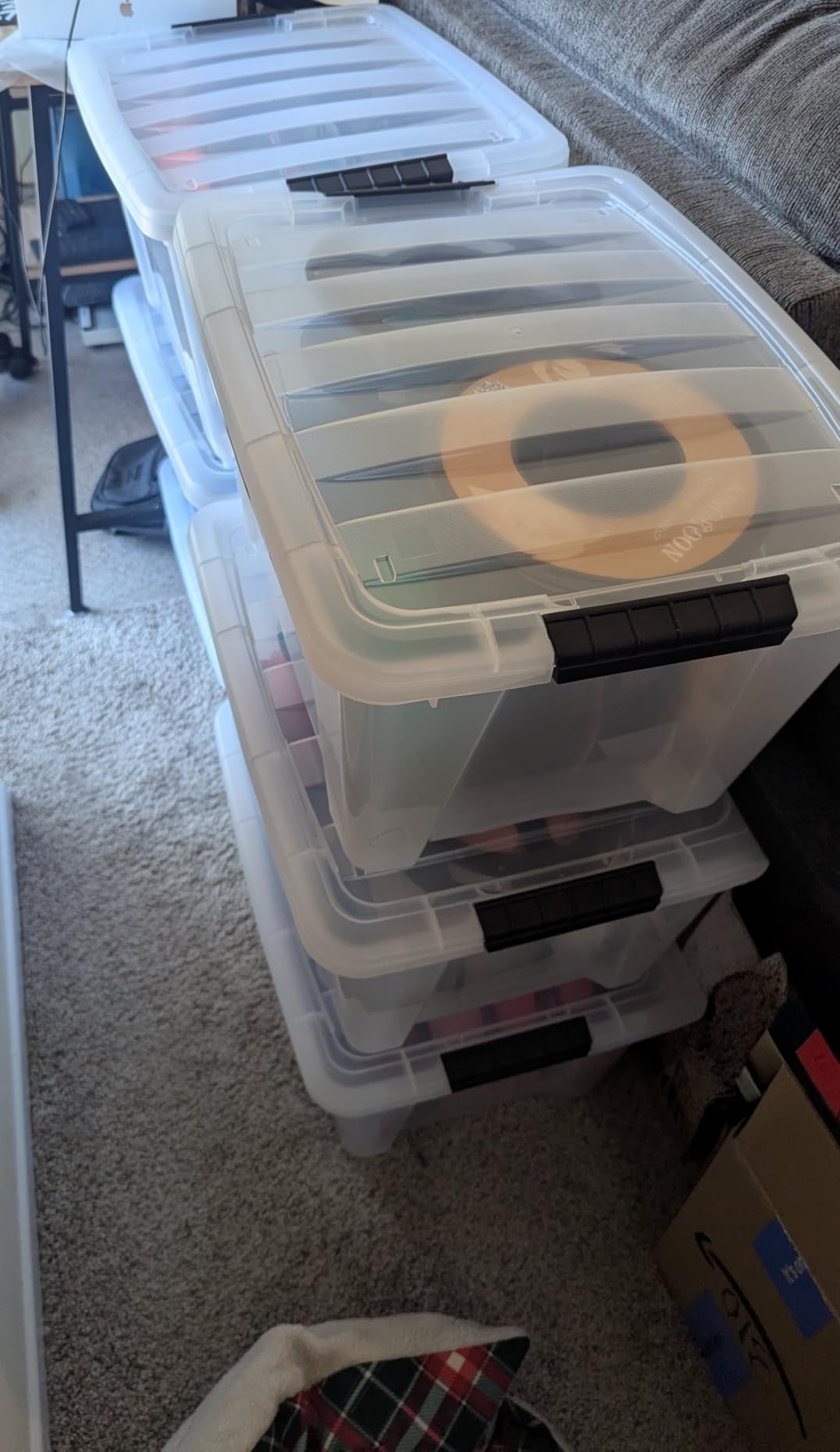 IRIS USA 6-Pack 54 Quart Storage Bins with Lids, Clear | Transparent design makes contents easy to find. Perfect for moving, blankets, clothing, and garage storage. Nestable design customer photo 1