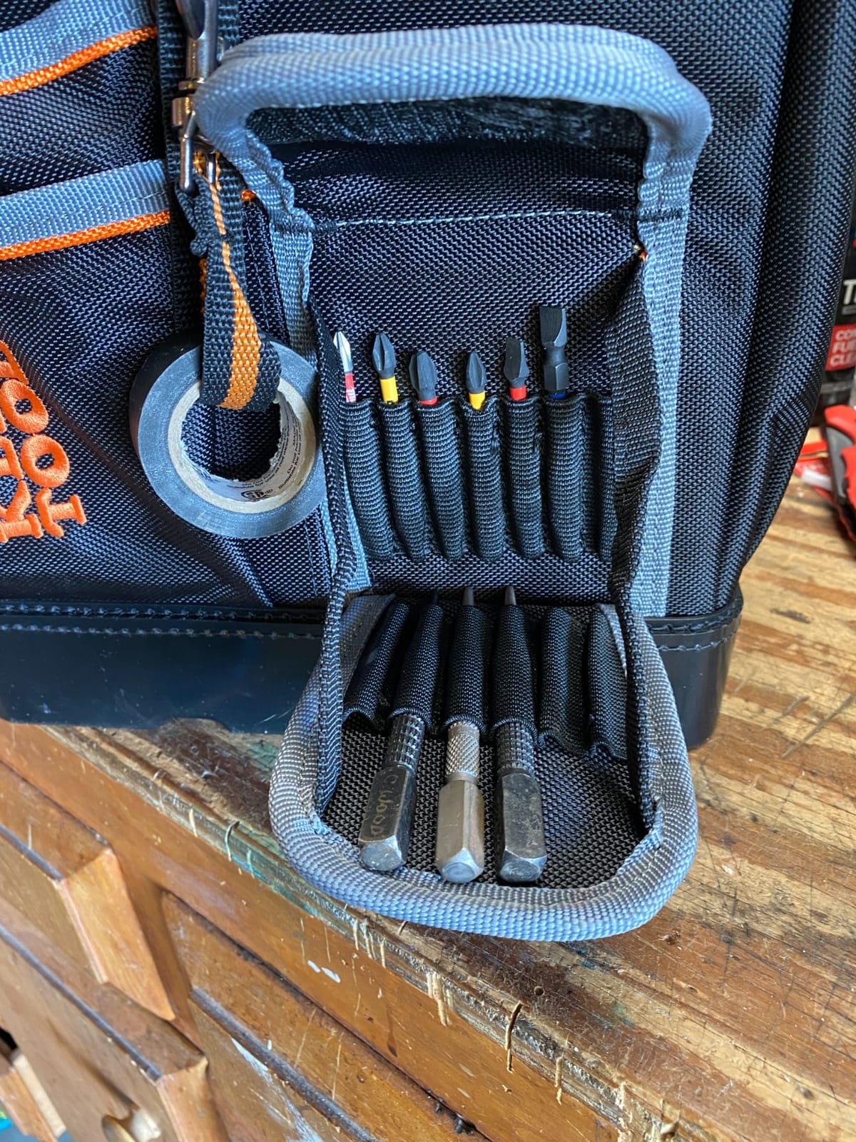 Klein Tools 5541610-14 Tool Bag with Shoulder Strap Has 40 Pockets for Tool Storage and Orange Interior customer photo 1