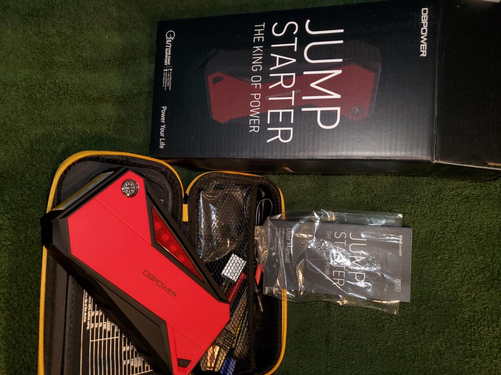 DBPOWER Peak 3000A 18000mAh Portable Car Jump Starter (up to 8.0L Gas, 6.0L Diesel Engine) Battery Booster with Smart Charging Port, Compass, LCD Screen and LED Light (Black/Red) customer photo 1