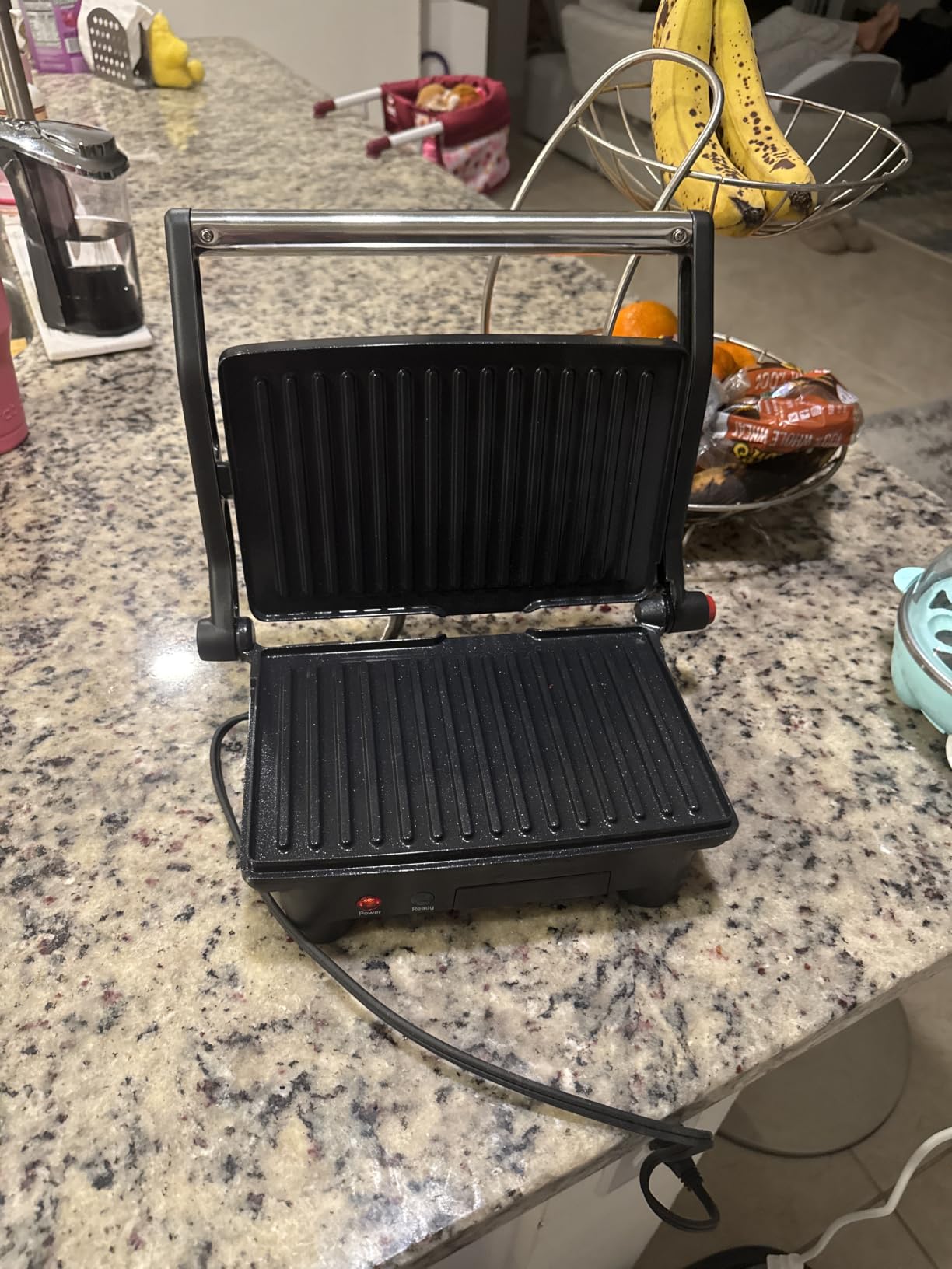 Chefman Electric Panini Press Grill, Compact 2-Slice Sandwich Maker, Non-Stick Coated Plates, Opens 180 Degrees, Dishwasher Safe, Removable Drip Tray, Stainless Steel/Black customer photo 1