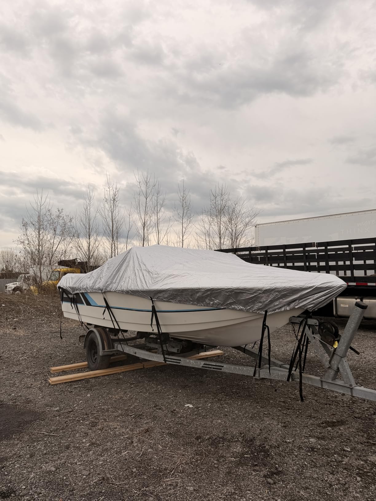 iCOVER Trailerable Boat Cover- 14'-16' Heavy Duty Waterproof Tarp Covers, Fits V-Hull, Fish&Ski, Pro-Style, Fishing, Runabout, Bass Boats, up to 14ft-16ft Long and 68