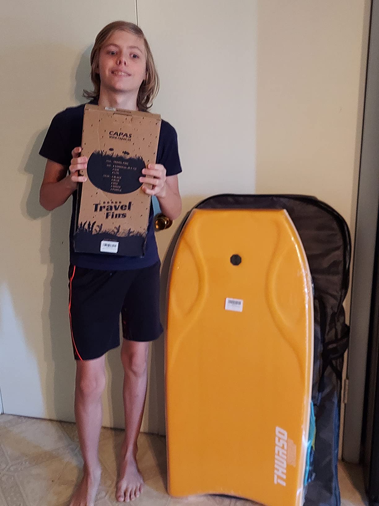 THURSO SURF 42'' Body Boards for Beach Pool Lightweight PE Core IXPE Deck HDPE Bottom FRP Stringers High Performance Body Board with Double Swivel Surf Leash and Bodyboard Bag Lightning customer photo 2