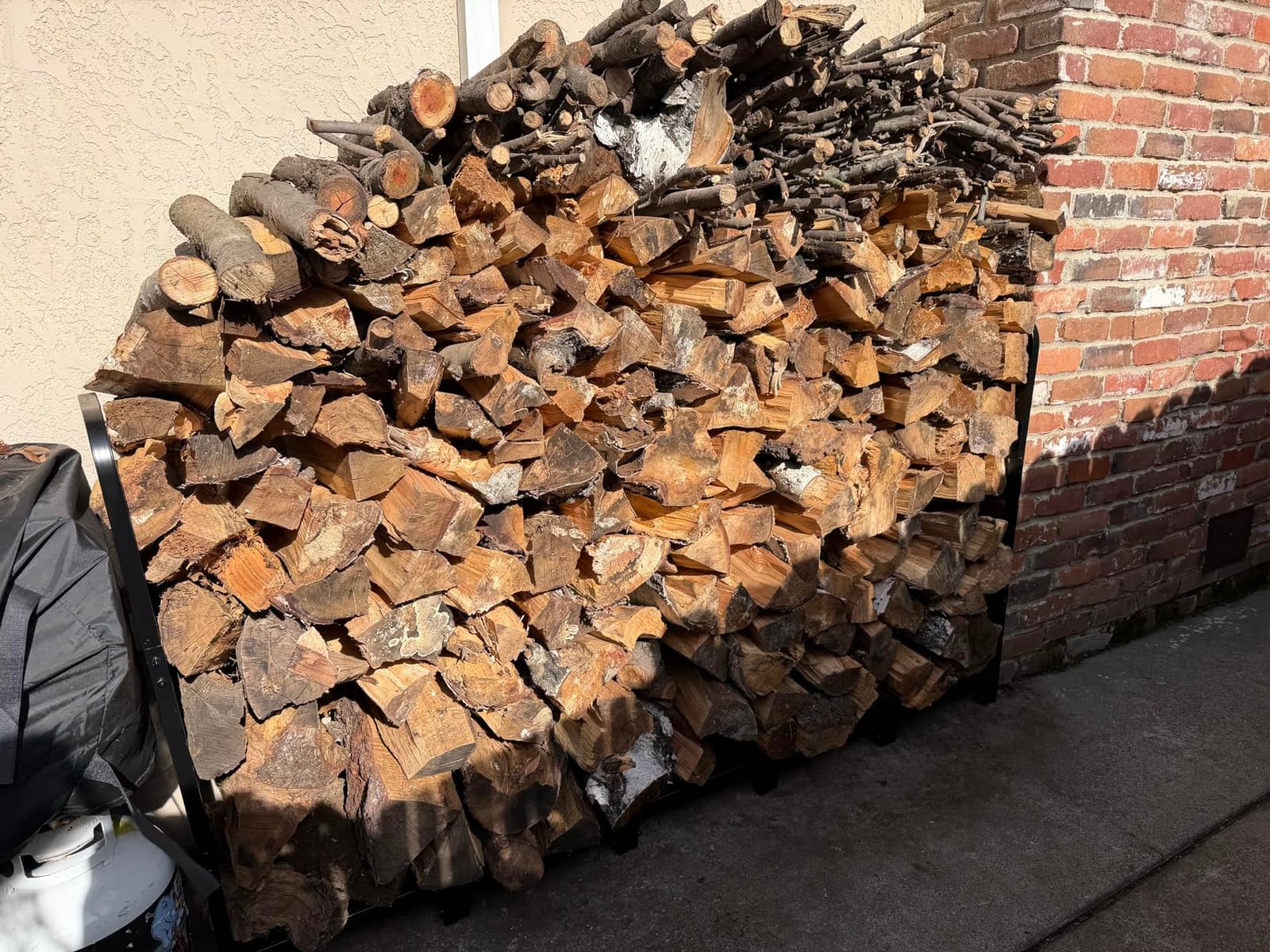 Amagabeli 8ft Firewood Log Rack Outdoor Heavy Duty Logs Holder for Fireplace Indoor Outdoor Adjustable Wood Racks for Fire Wood Holder Metal Pile Stand Storage Stacker Organizer Black customer photo 1
