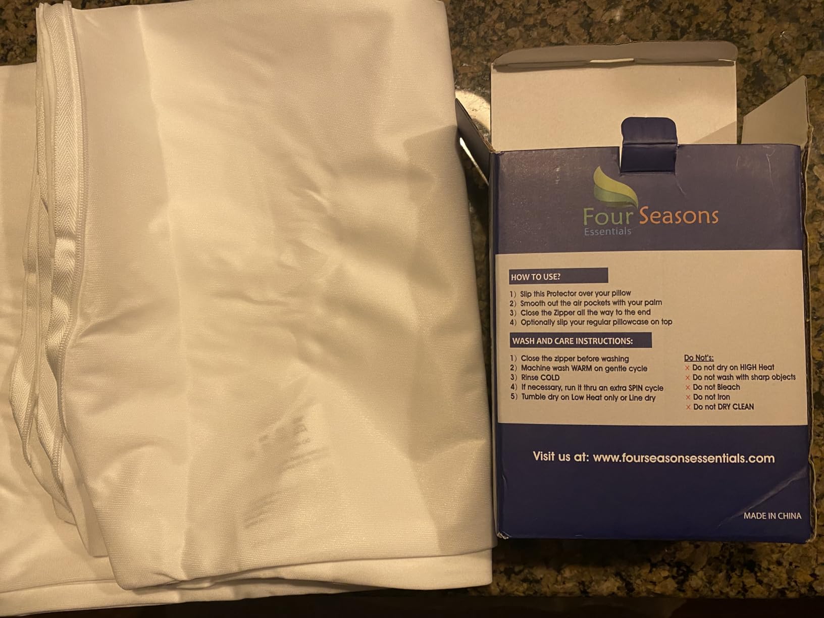 Four Seasons Essentials Standard Pillow Protectors (Set of 2) – Zippered Waterproof Pillow Covers Hypoallergenic Dust Proof Pillowcase Encasement Cover customer photo 2