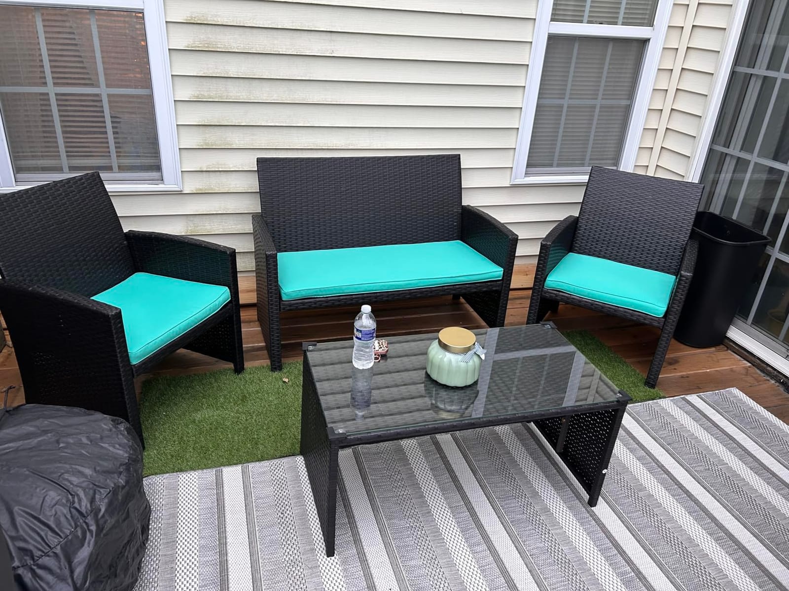 Best Choice Products 4-Piece Outdoor Wicker Patio Conversation Furniture Set for Backyard w/Coffee Table, Seat Cushions - Gray/Cream customer photo 1
