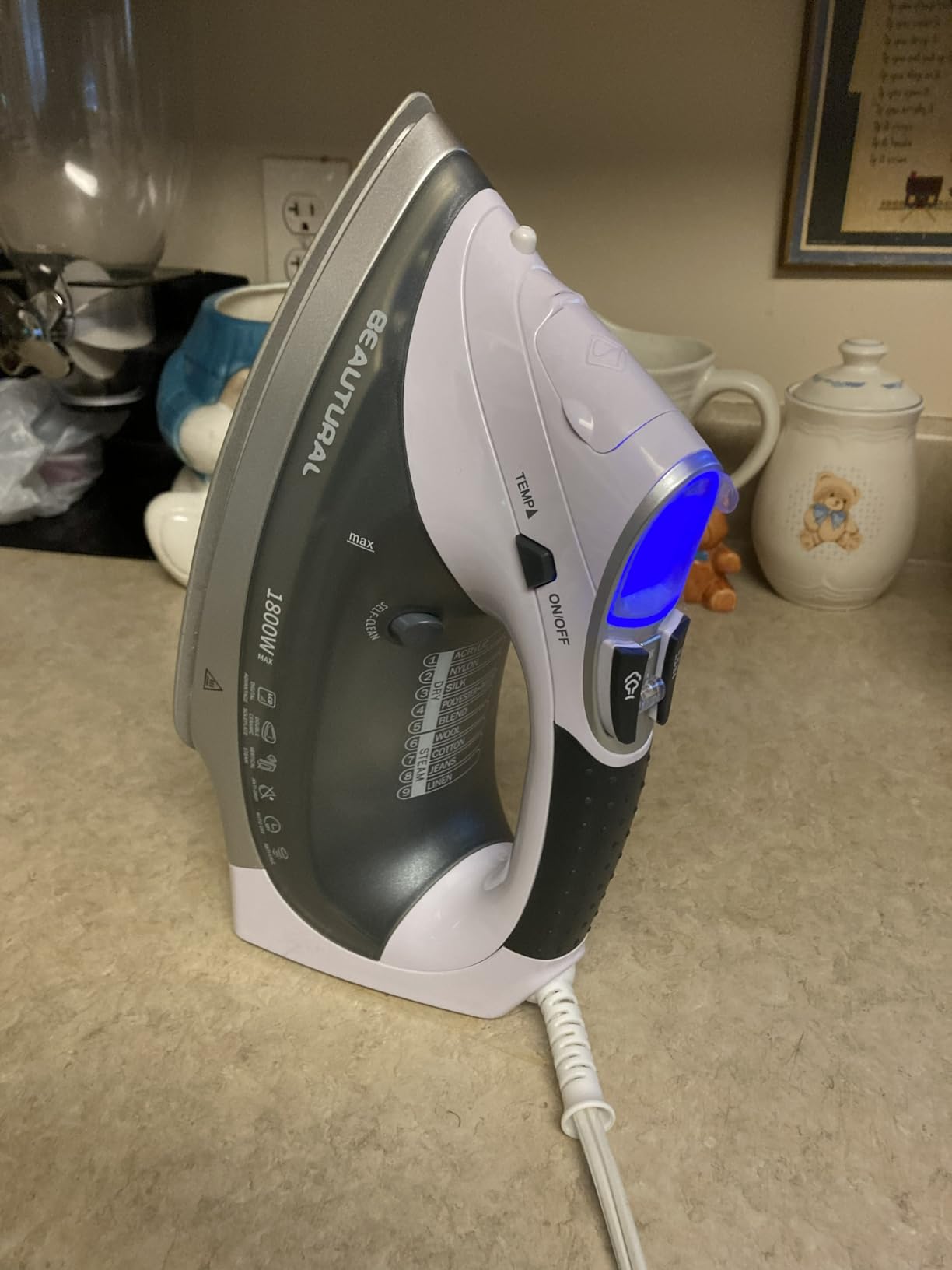 BEAUTURAL 1800 Watts Steam Iron with Digital LCD Screen, 3-Way Auto Shutoff | Double-Layer and Ceramic Coated Soleplate, 9 Preset Temperature, Burst of Steam for Variable Fabric, Anti-Drip and Anti-Calc customer photo 1