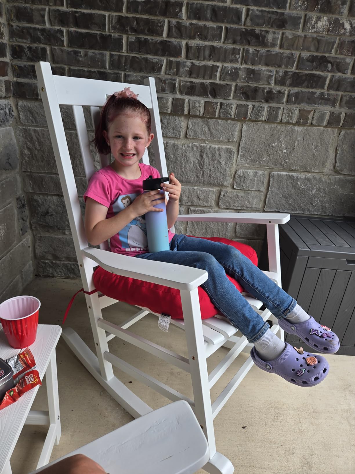Outsunny Outdoor Rocking Chair High Density Wooden Rockers Black customer photo 2