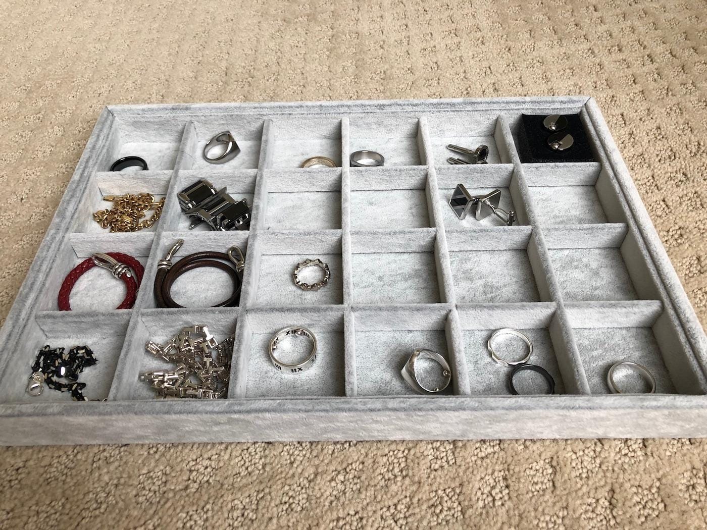 Oirlv Velvet Jewelry Tray for Drawer,Rings Earrings Organizer,24 Grids customer photo 2