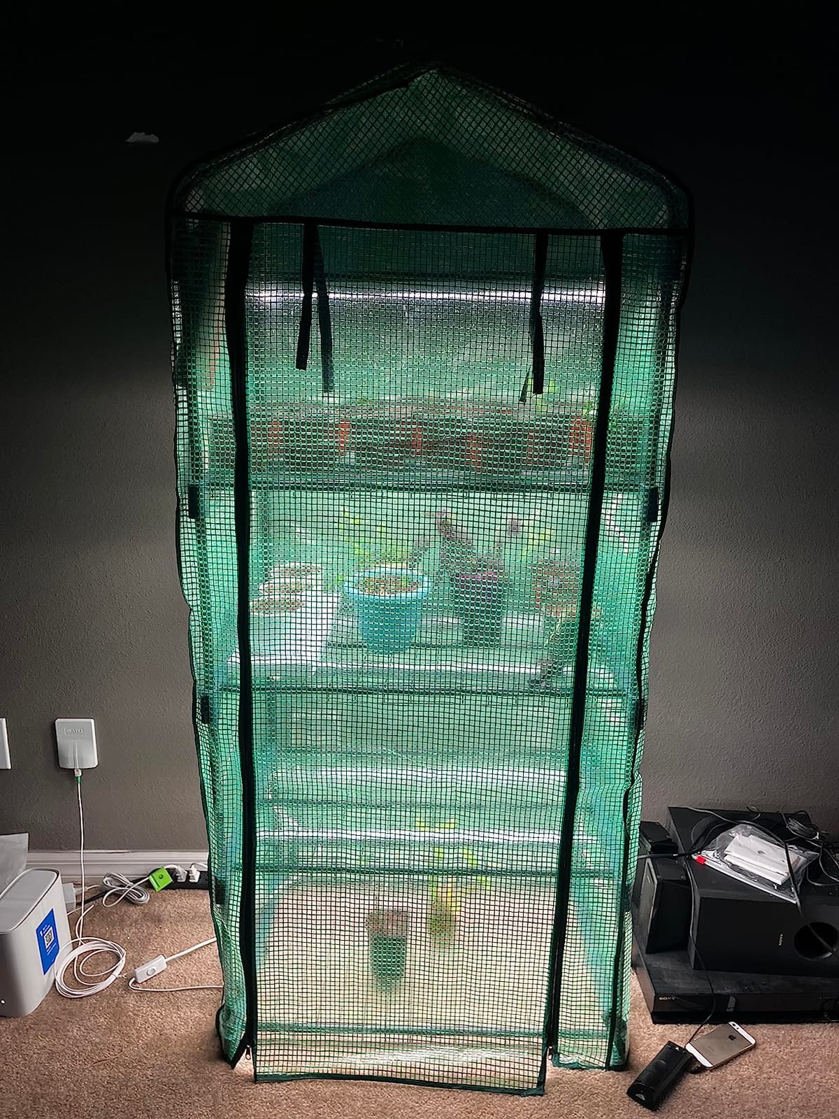 4 Tier Mini Greenhouse Indoor Outdoor with PE Cover and Roll-Up Zipper Door, Portable Waterproof Cloth Greenhouse Tent Grow Seeds & Seedlings, 2.3x1.5x5.3 FT customer photo 1