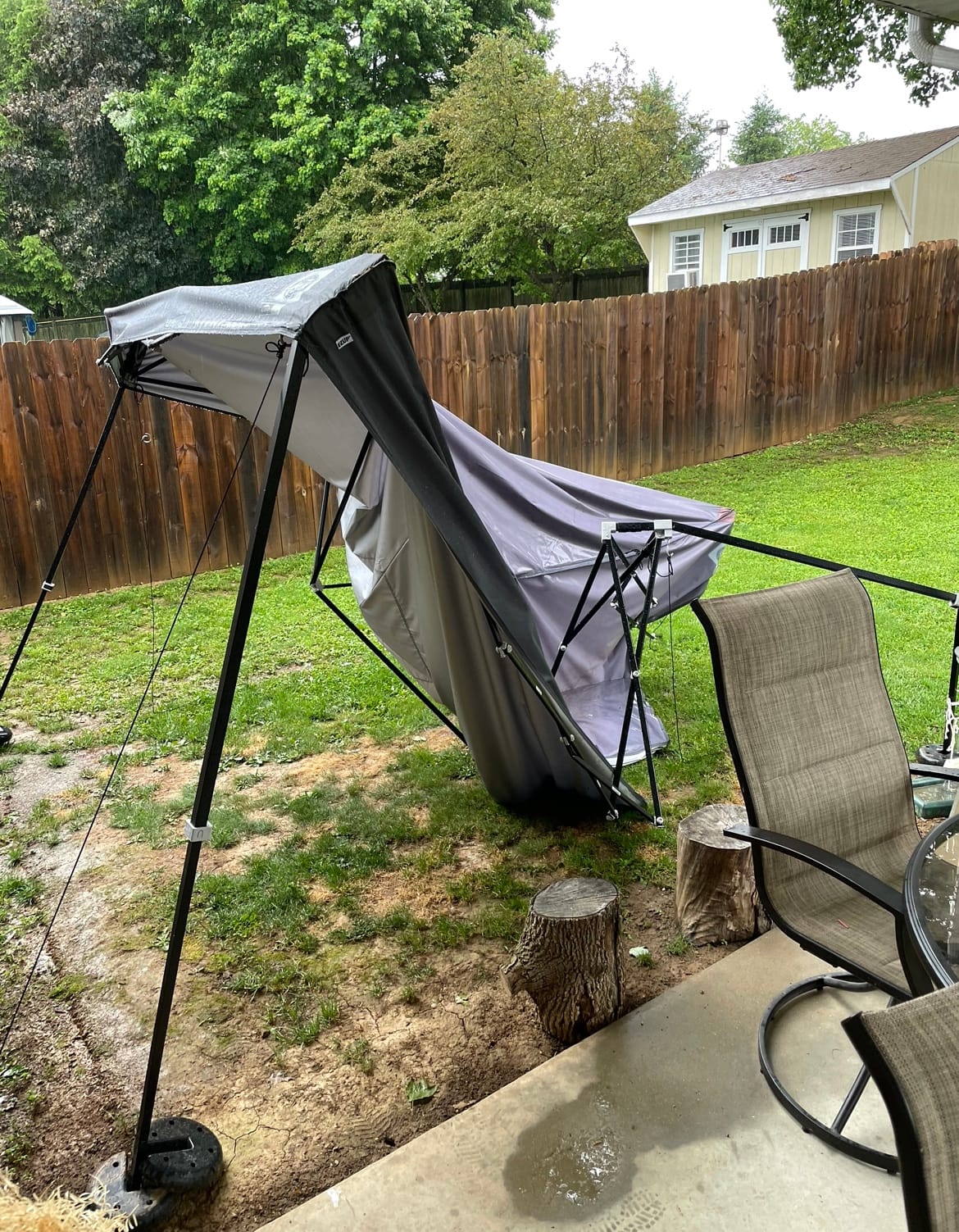 E-Z UP Ambassador Instant Pop Up Canopy Tent, 10' x 10', Roller Bag and 4 Piece Spike Set, Slate White customer photo 2