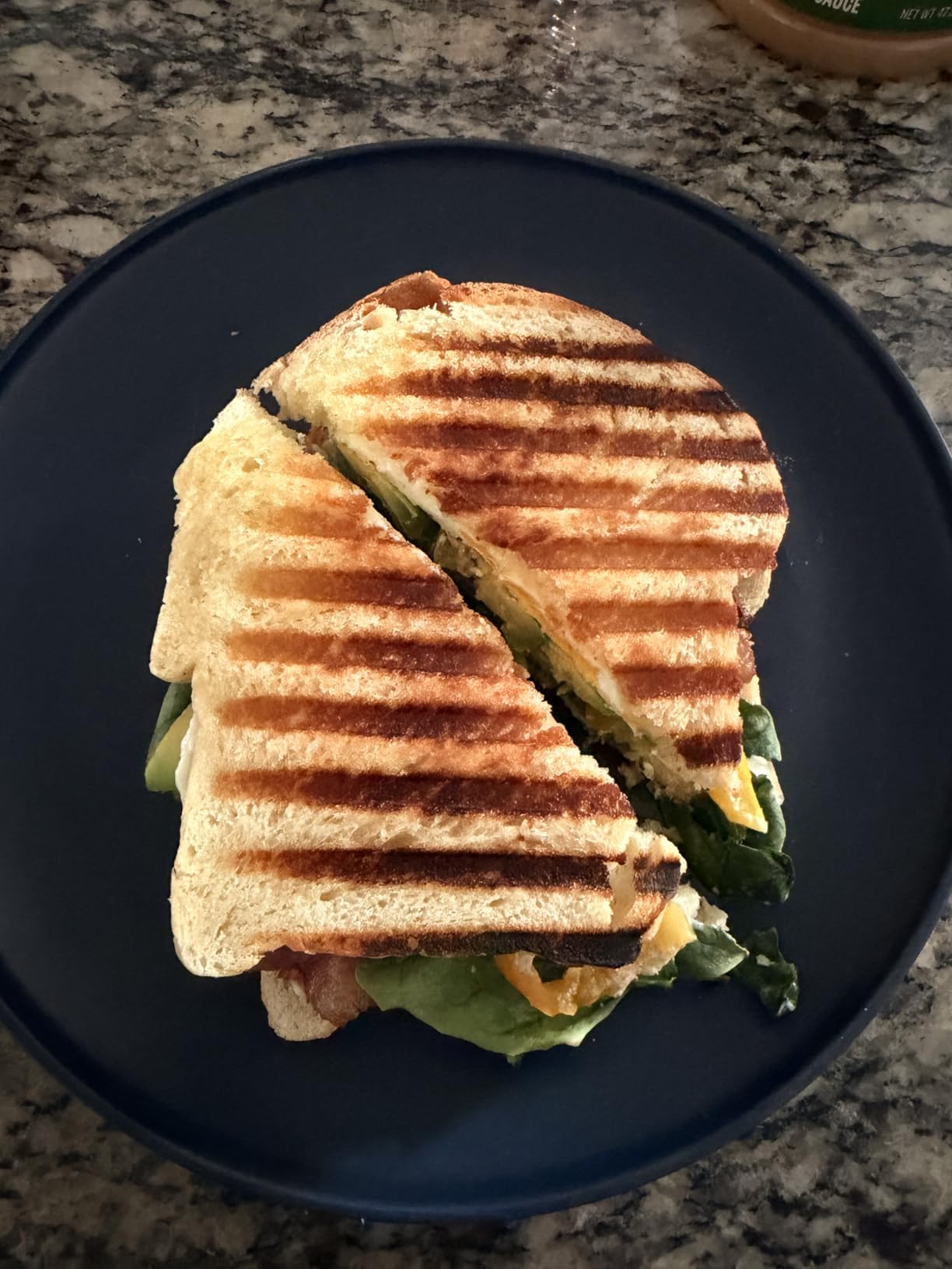 Chefman Panini Press Grill and Gourmet Sandwich Maker Non-Stick Coated Plates, Opens 180 Degrees to Fit Any Type or Size of Food, Stainless Steel Surface and Removable Drip Tray, 4 Slice, Black customer photo 1