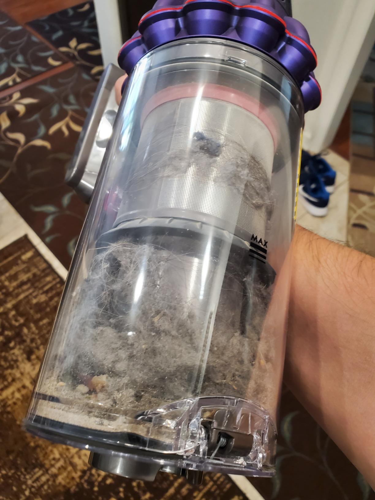 Dyson V10 Cordless Stick Vacuum Cleaner: 14 Cyclones, Fade-Free Power, Whole Machine Filtration, Hygienic Bin Emptying, Wall Mounted, Up to 60 Min Runtime, Purple customer photo 1