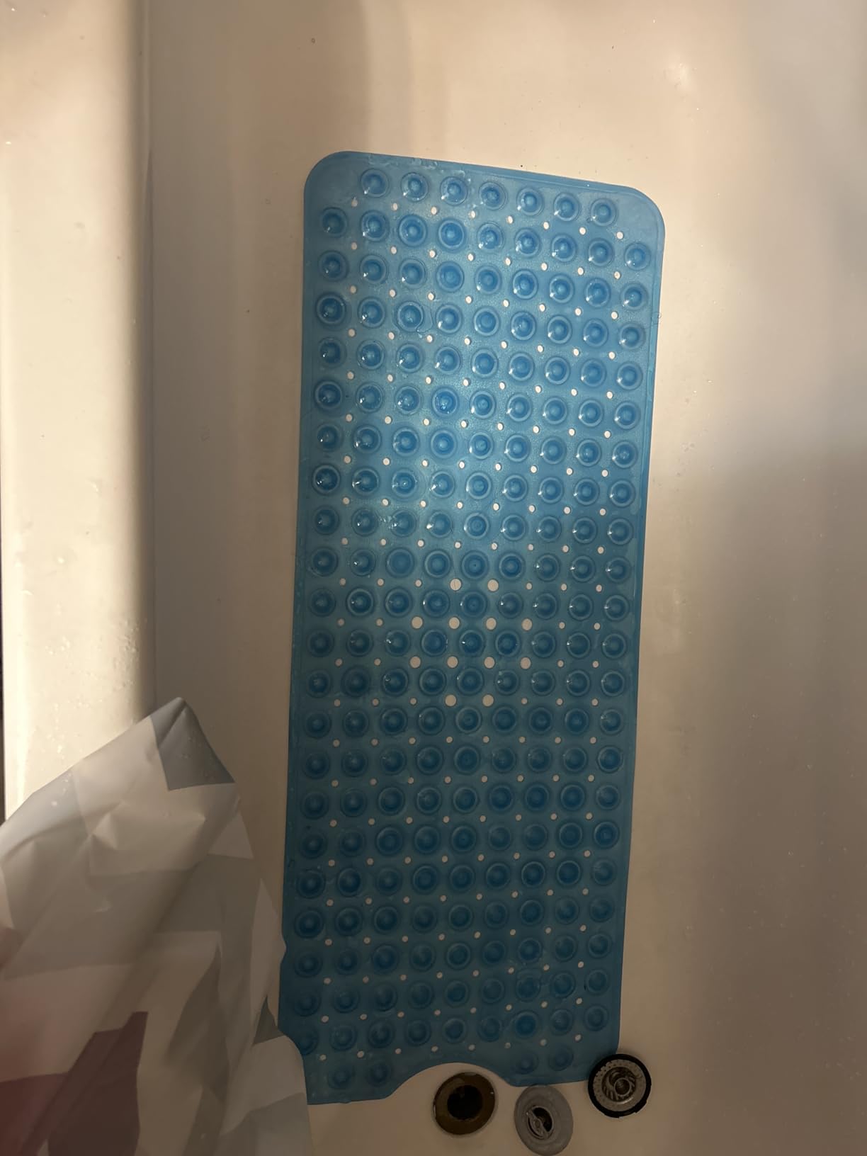 AmazerBath Shower Mat Non Slip 40 x 16 Inches, Bathtub Mat Shower Stall Mats with Suction Cups and Drain Holes, Non Slip Bath Mat for Tub for Elderly & Kids, Clear Blue customer photo 1