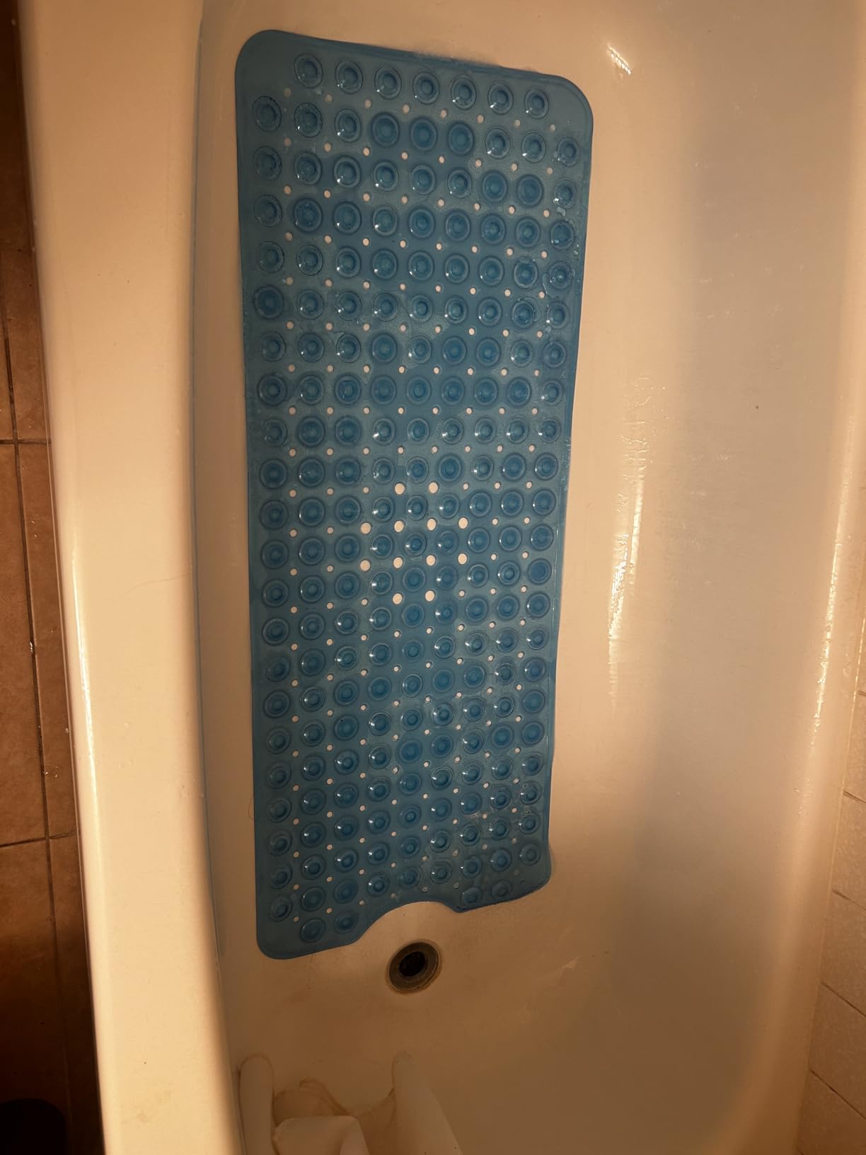 AmazerBath Shower Mat Non Slip 40 x 16 Inches, Bathtub Mat Shower Stall Mats with Suction Cups and Drain Holes, Non Slip Bath Mat for Tub for Elderly & Kids, Clear Blue customer photo 2