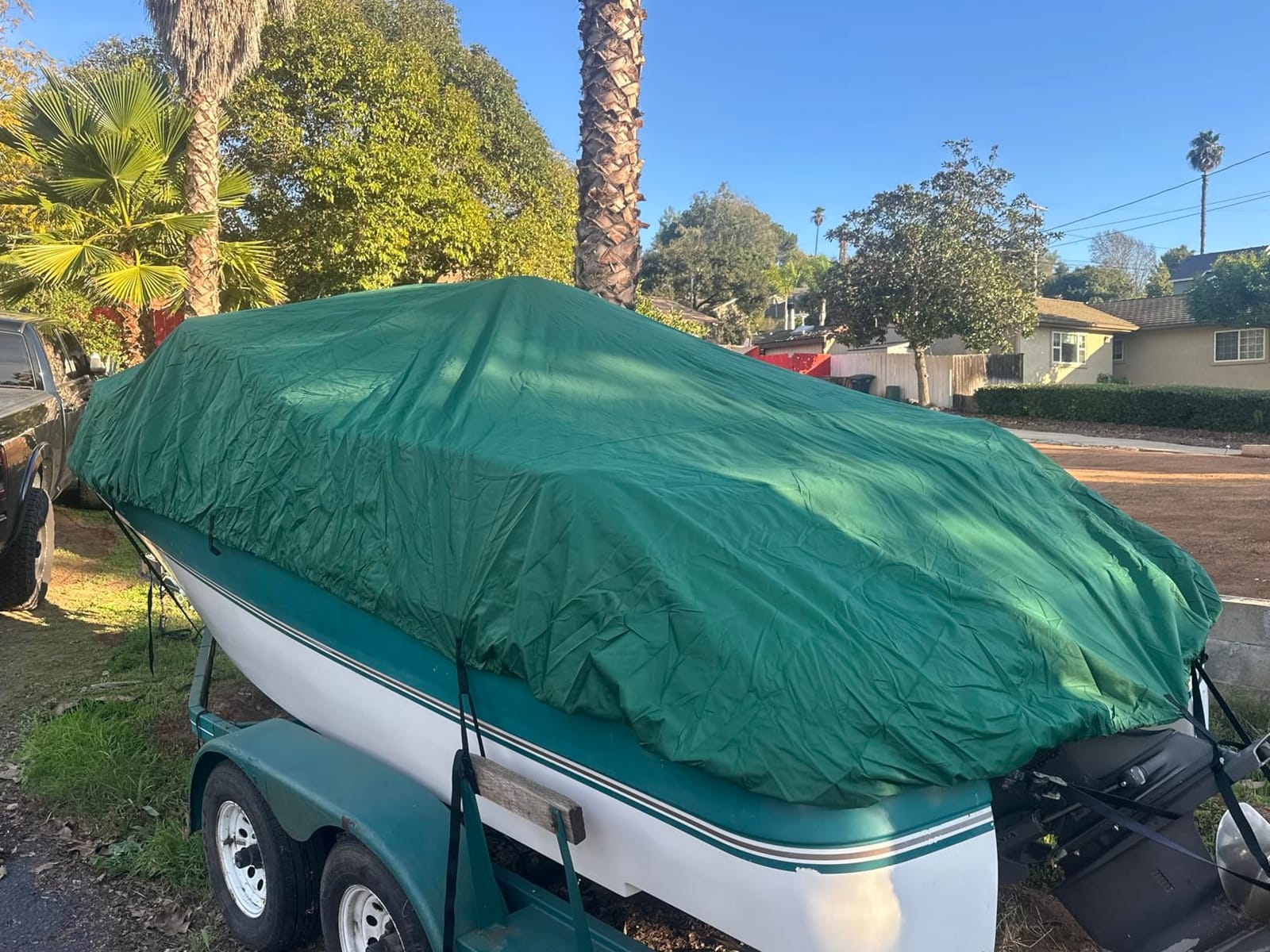 MSC Heavy Duty Waterproof Boat Cover, Trailerable Oxford Polyester Cover for V-Hull, Tri-Hull, Runabout, Fishing and Bass Boats (Model A - Length:14'-16' Beam Width: up to 68