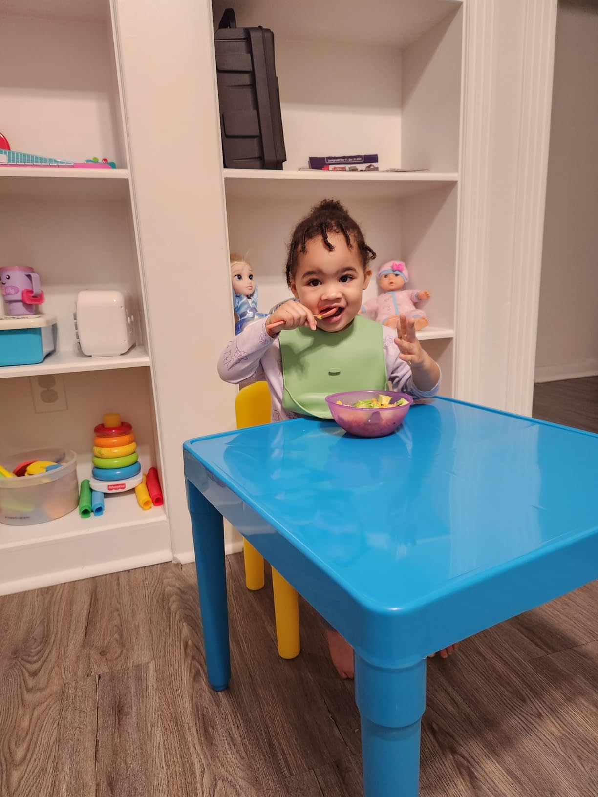 Humble Crew Toddler Table and Chair Set for Kids, Indoor Outdoor, Plastic | Lightweight 3 piece activity desk, easy to clean surface, great for crafts, snacks, and homework in any playroom or bedroom customer photo 2