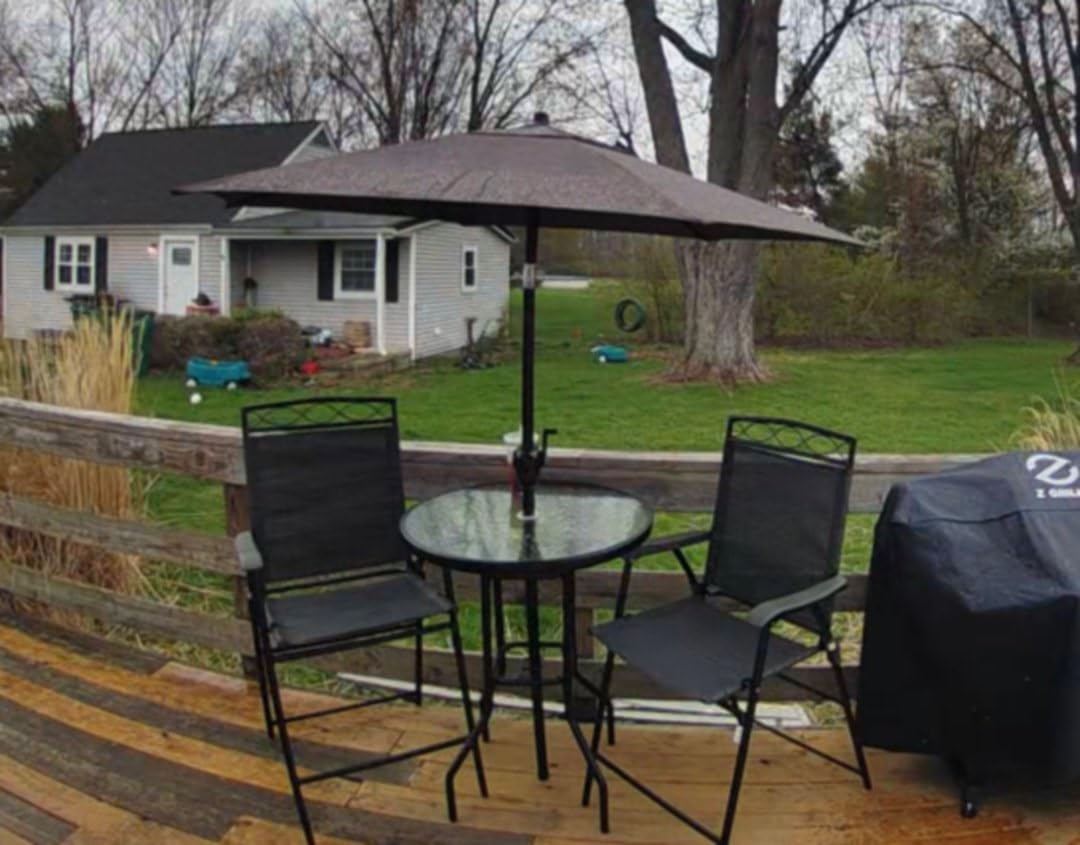 Outsunny 4 Piece Outdoor Bar Set with Umbrella, Patio Dining Set Brown customer photo 1