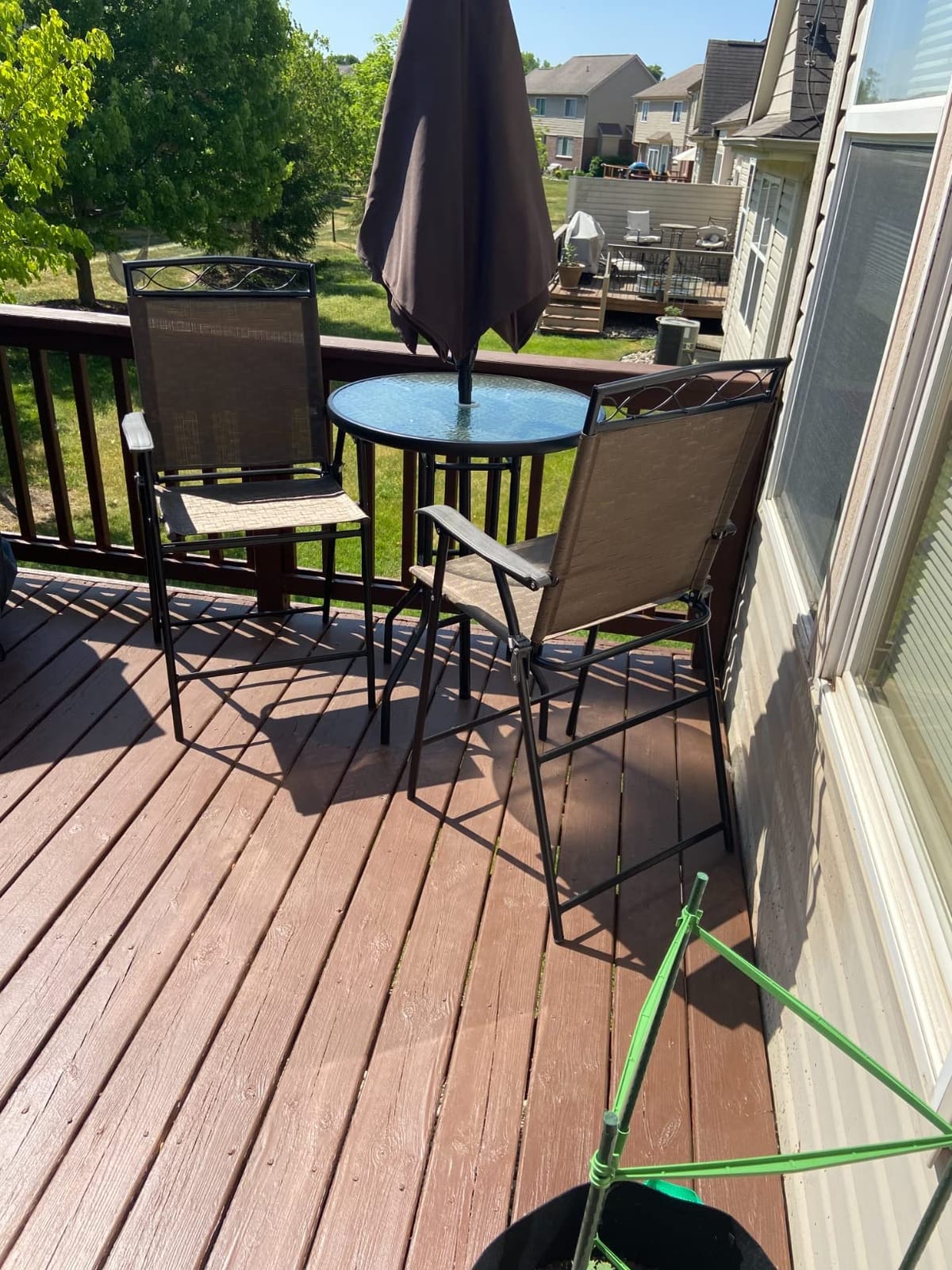 Outsunny 4 Piece Outdoor Bar Set with Umbrella, Patio Dining Set Brown customer photo 2
