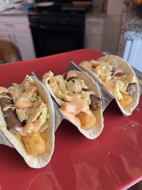 Taco Holders 4 Packs - Stainless Steel Taco Stand Rack Tray Style, Oven Safe for Baking, Dishwasher and Grill Safe customer photo 1