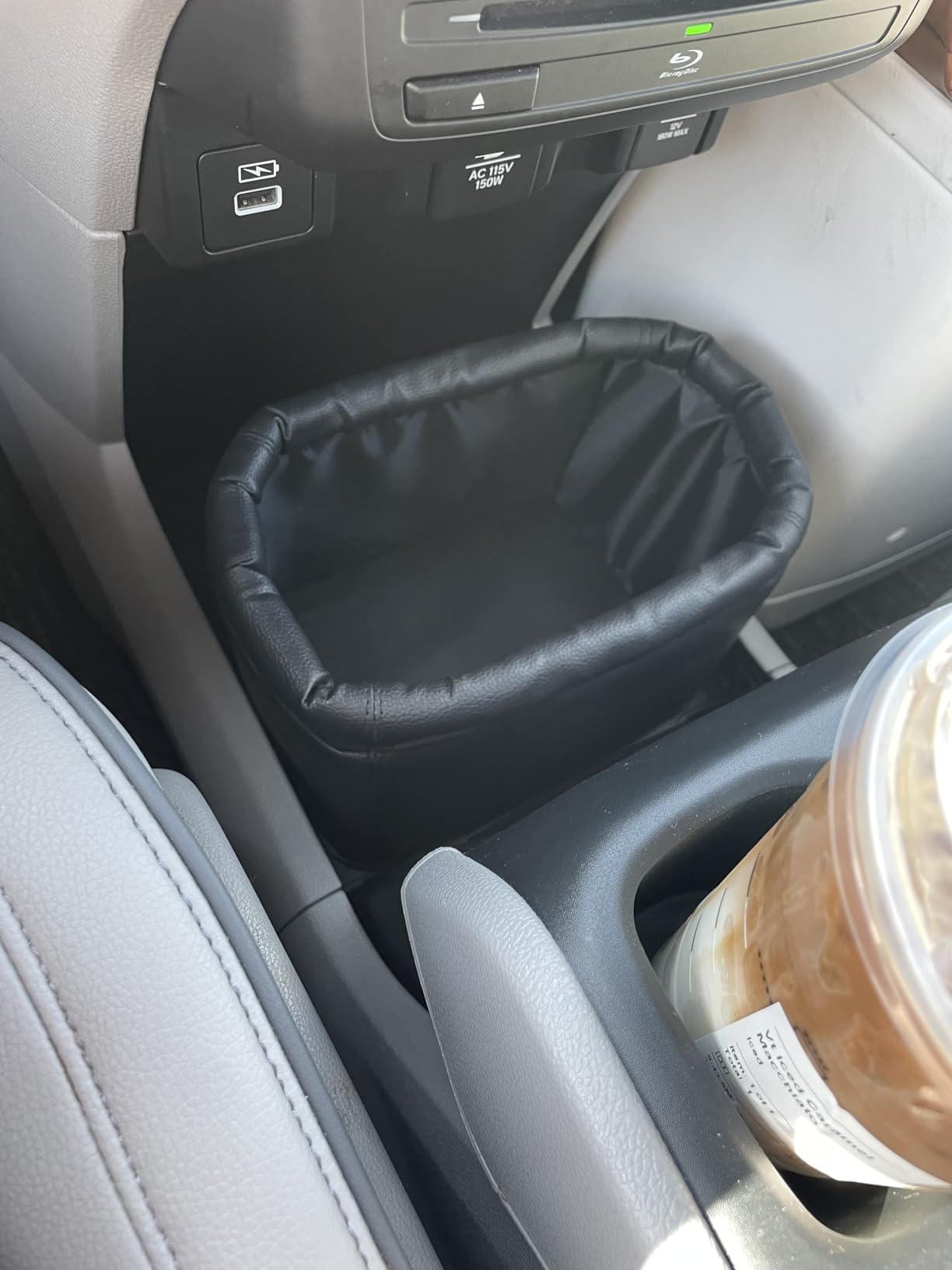 Leather Car Trash Can, Luxury Leakproof Car Organizer, Black | 1.5 Gallon Garbage bag, Waterproof Auto Trash Bin, Fits Sedans, Trucks & SUVs, Premium Interior Storage Accessory customer photo 1